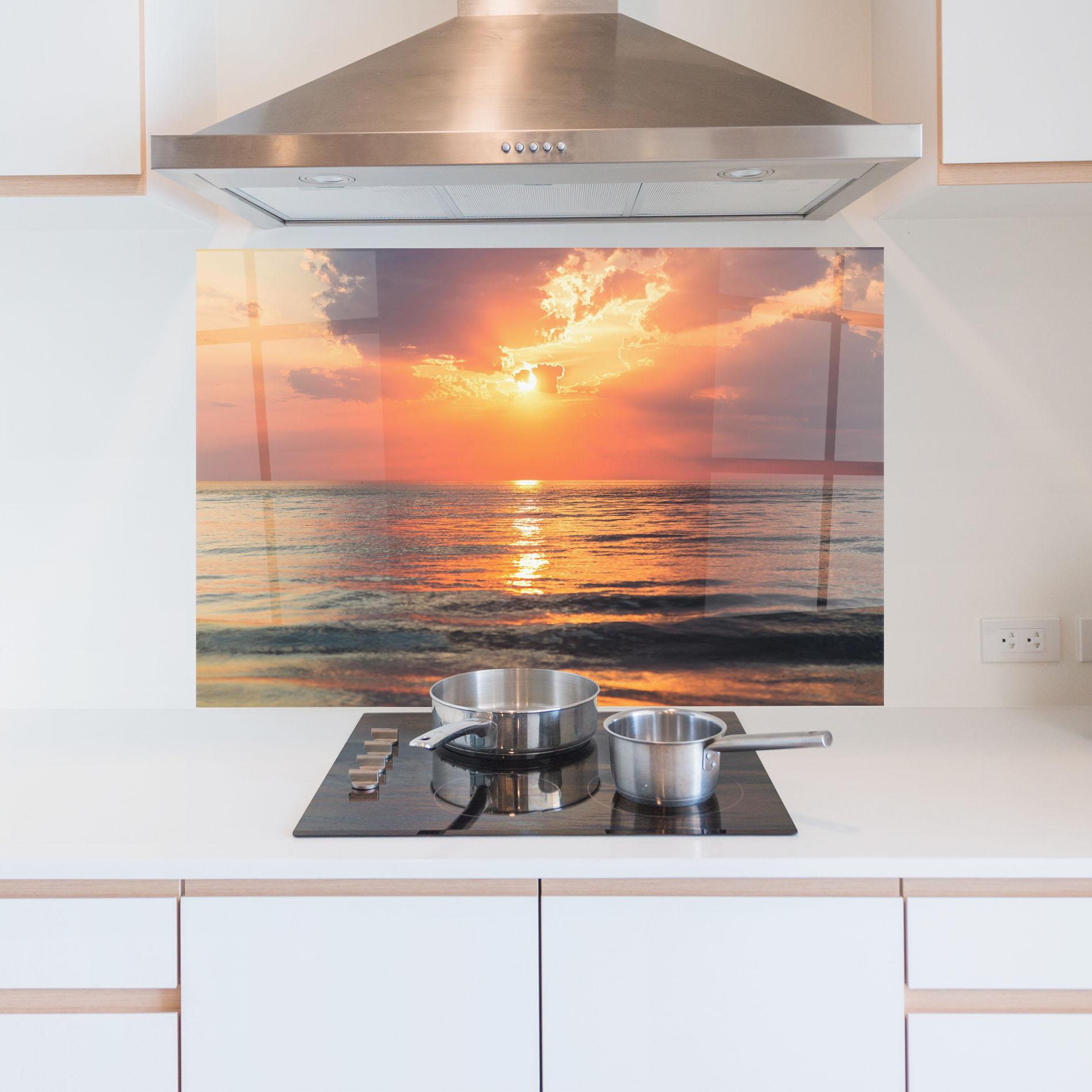 Panel Szklany do Kuchni Orange Sunrise Cloud mockup 5