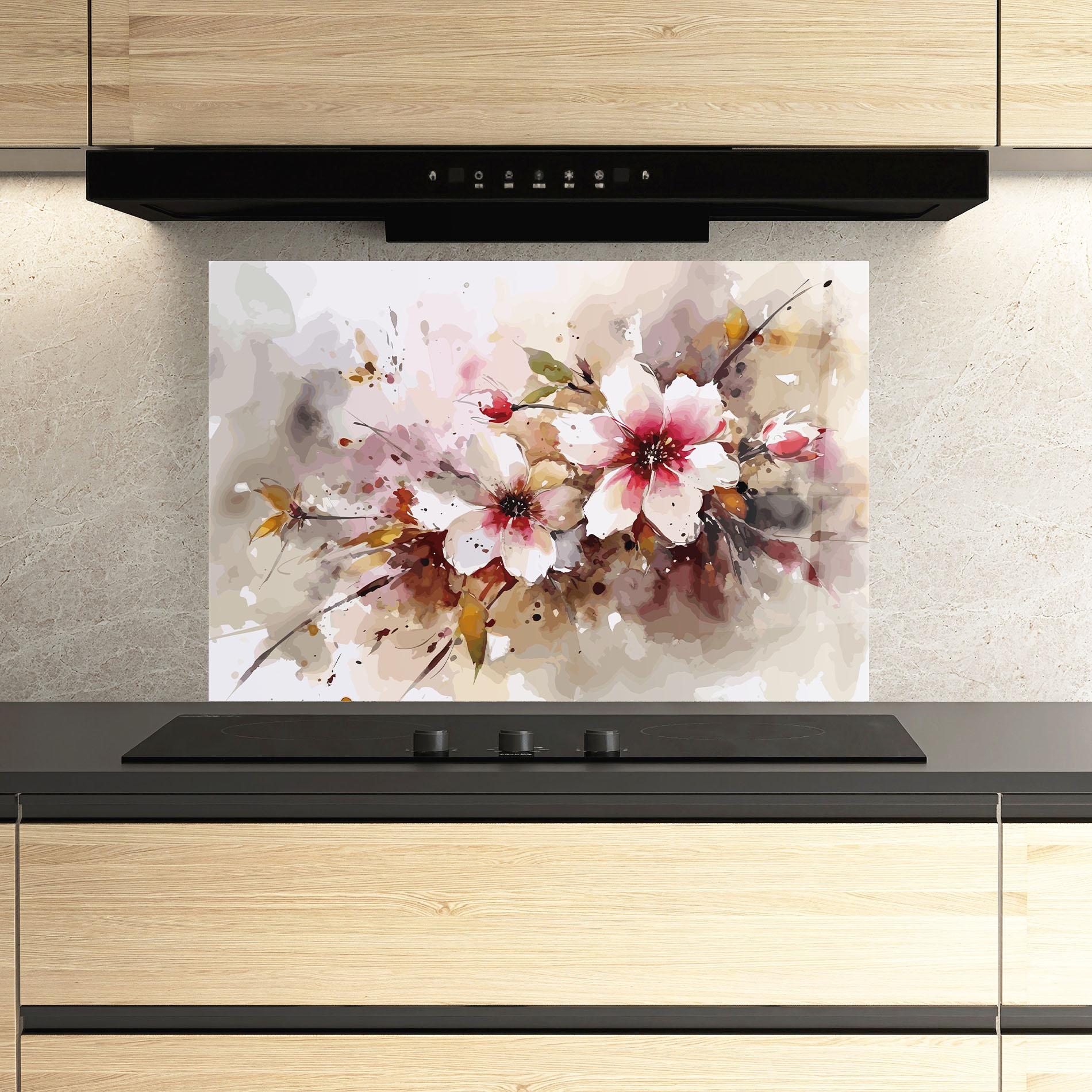 Panel Szklany do Kuchni Beautiful Cherry Flower mockup 3