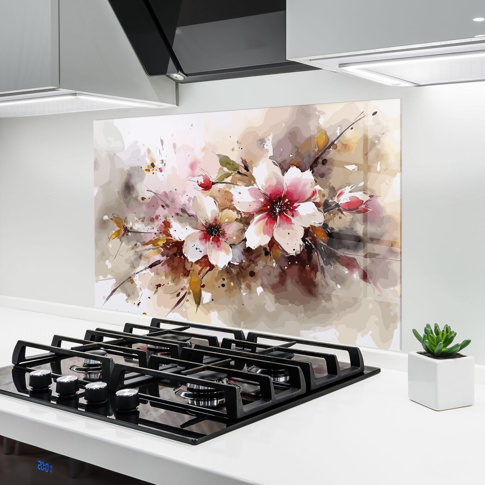 Panel Szklany do Kuchni Beautiful Cherry Flower mockup 6