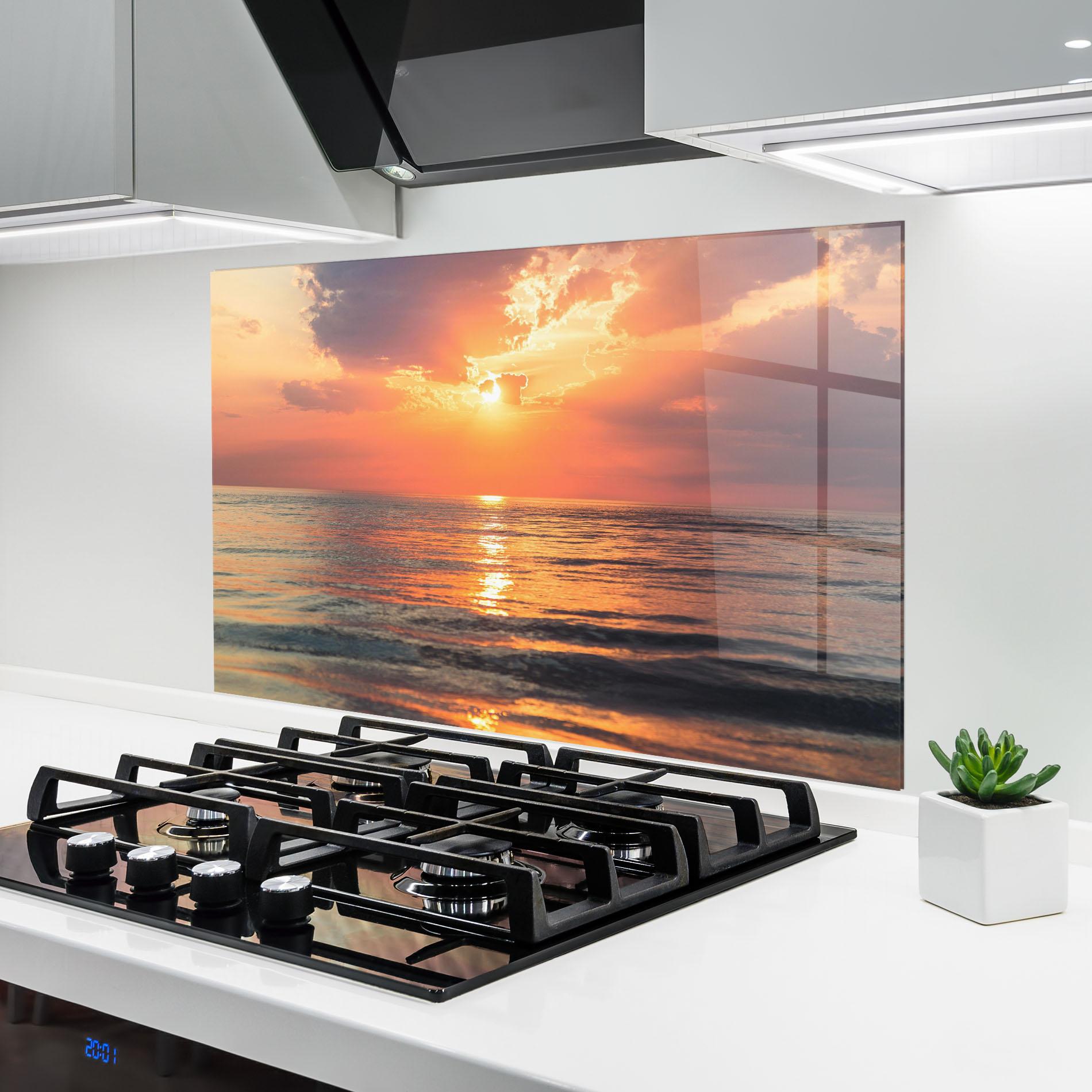 Panel Szklany do Kuchni Orange Sunrise Cloud mockup 6