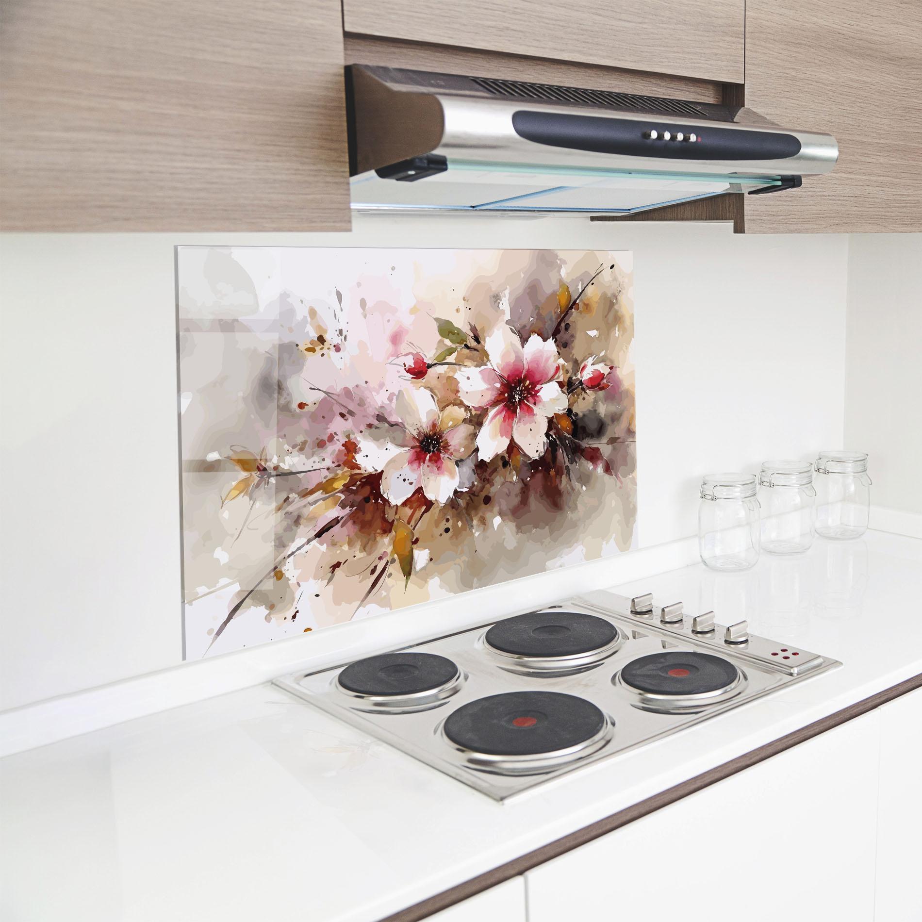 Panel Szklany do Kuchni Beautiful Cherry Flower mockup 8