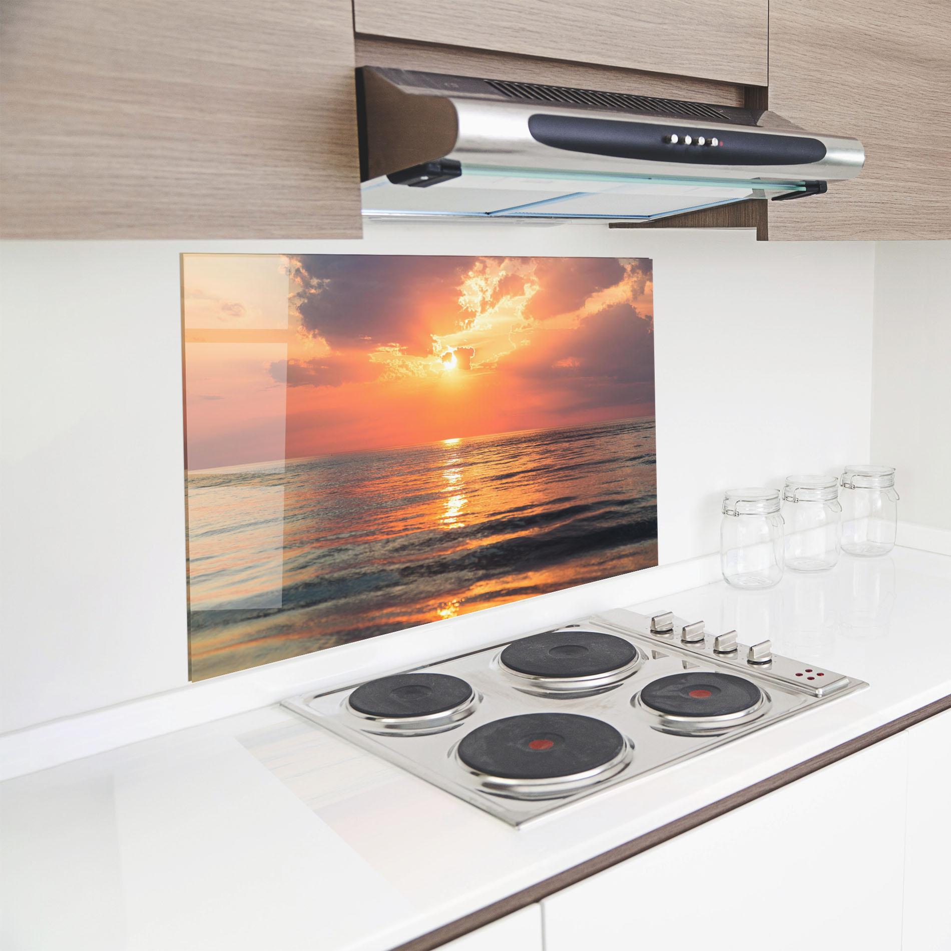 Panel Szklany do Kuchni Orange Sunrise Cloud mockup 8