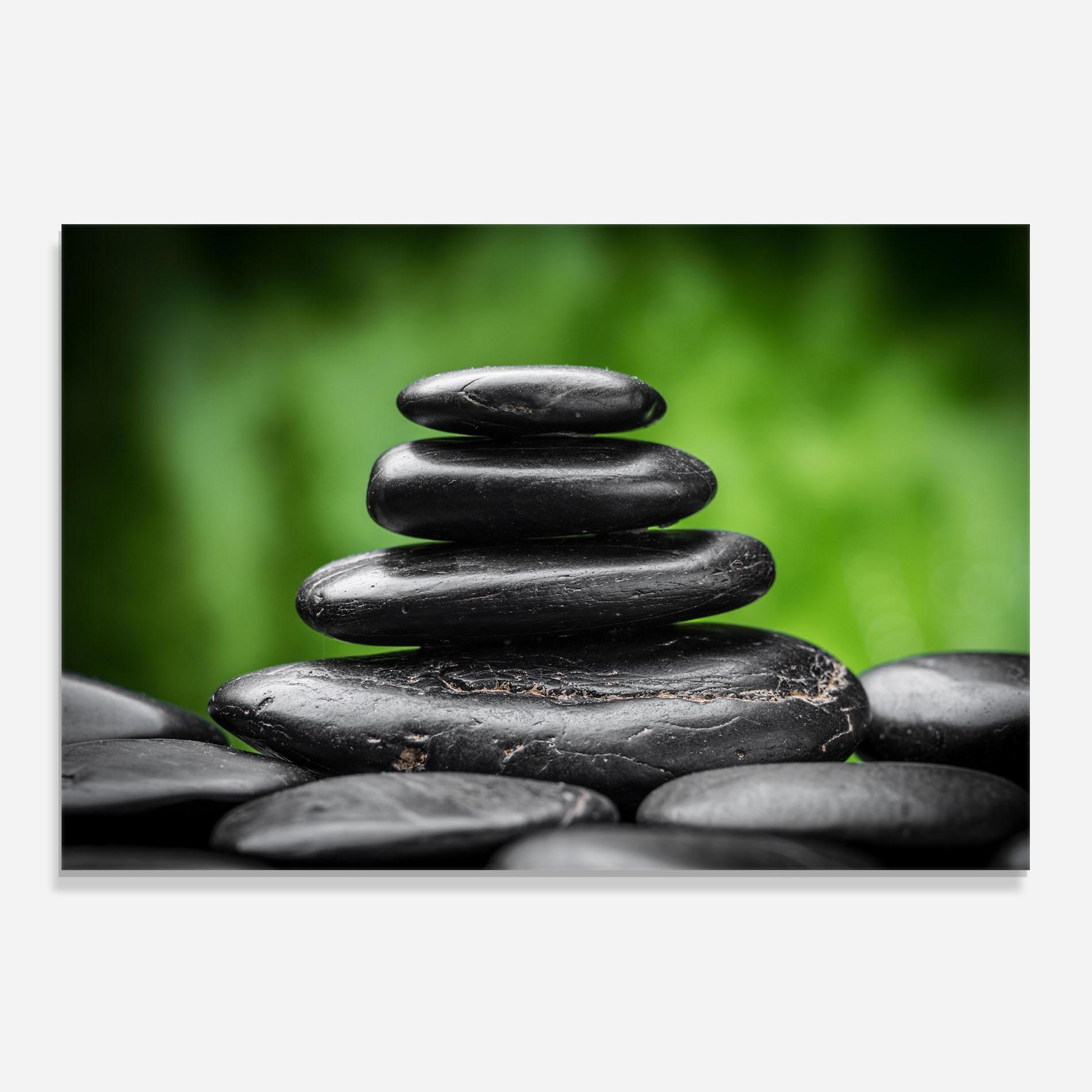 Panel Szklany do Kuchni Black Stone Meditation mockup 0