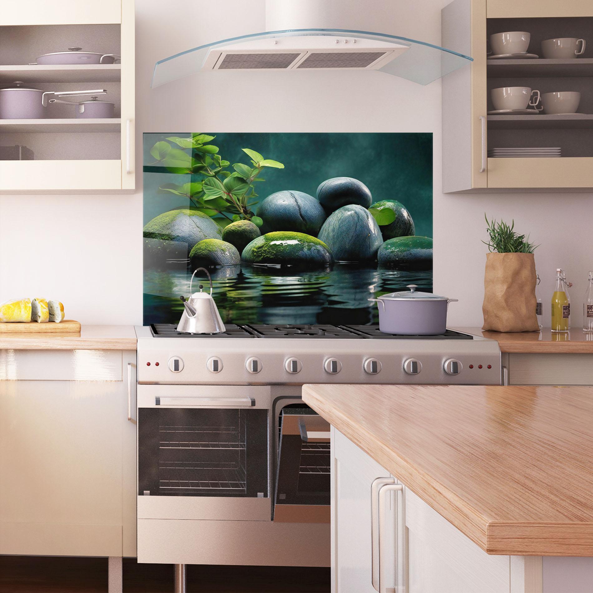 Panel Szklany do Kuchni Green Stone Nature mockup 1