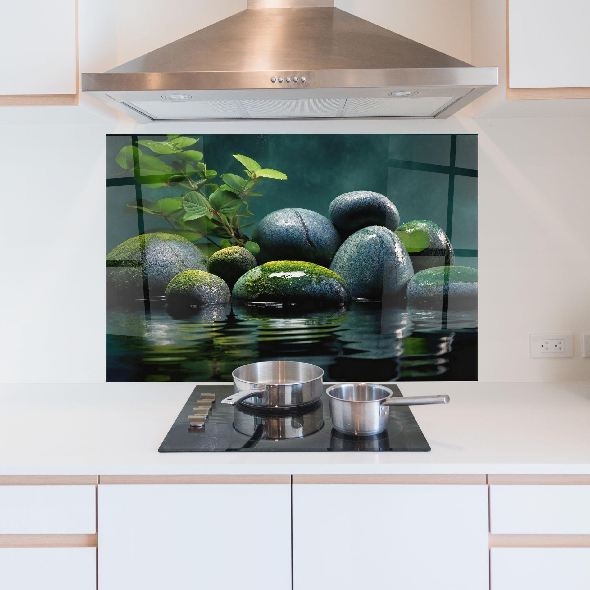 Panel Szklany do Kuchni Green Stone Nature mockup 5