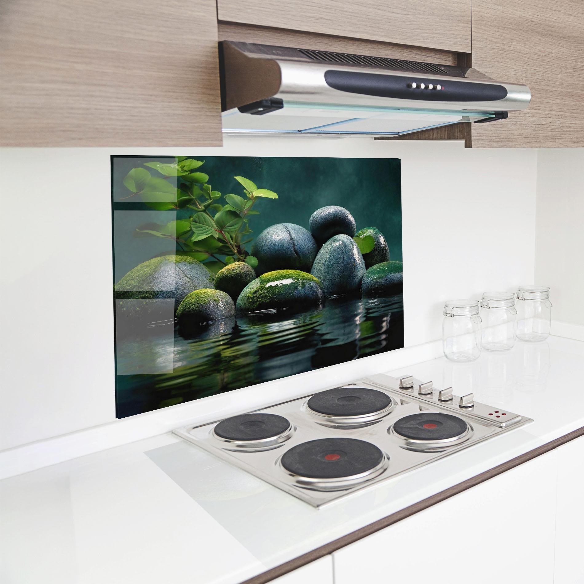 Panel Szklany do Kuchni Green Stone Nature mockup 8