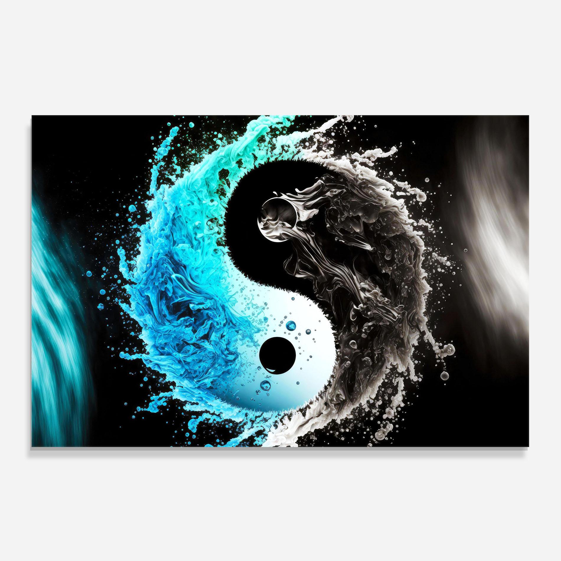 Panel Szklany do Kuchni Blue Black Yinyang mockup 0