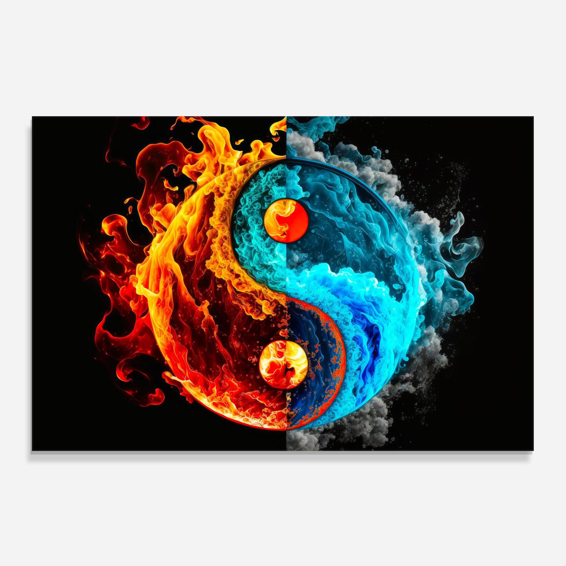 Panel Szklany do Kuchni Blue Smoke Yinyang mockup 0