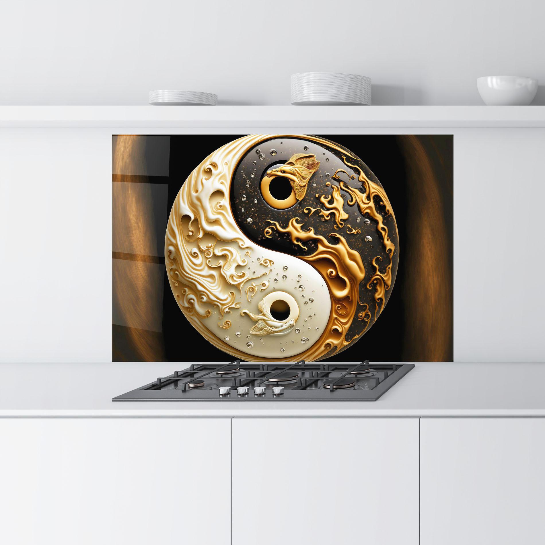 Panel Szklany do Kuchni Caramel Yinyang mockup 9