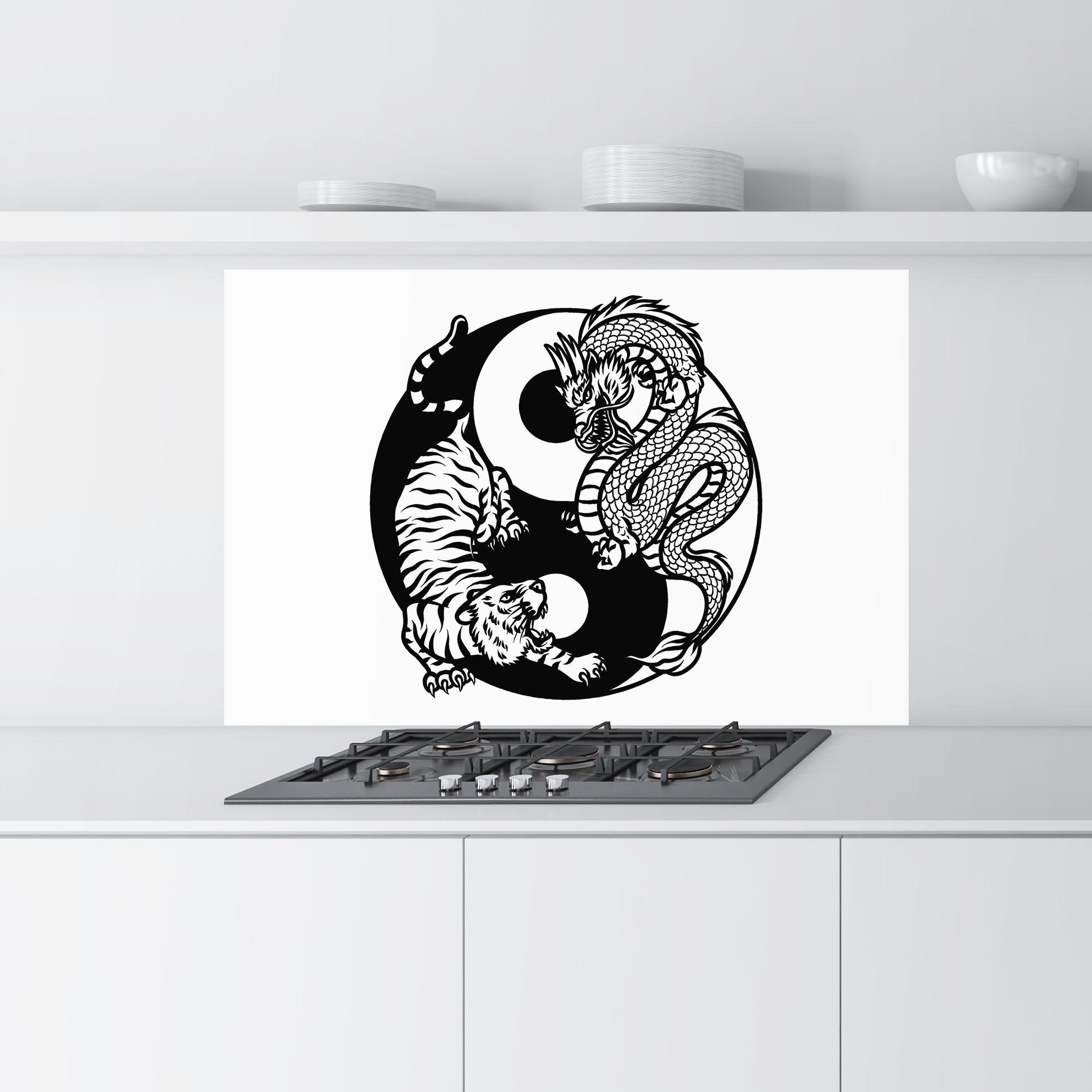 Panel Szklany do Kuchni Tiger Dragon Yinyang mockup 9