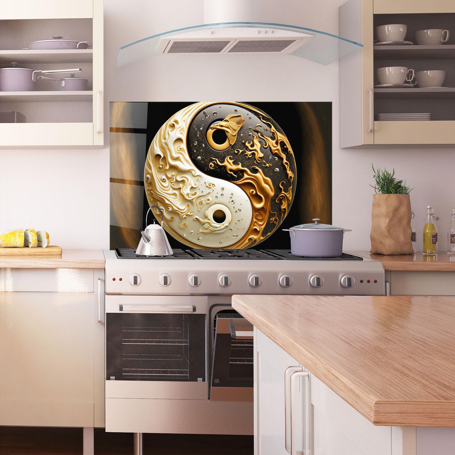 Panel Szklany do Kuchni Caramel Yinyang mockup 1