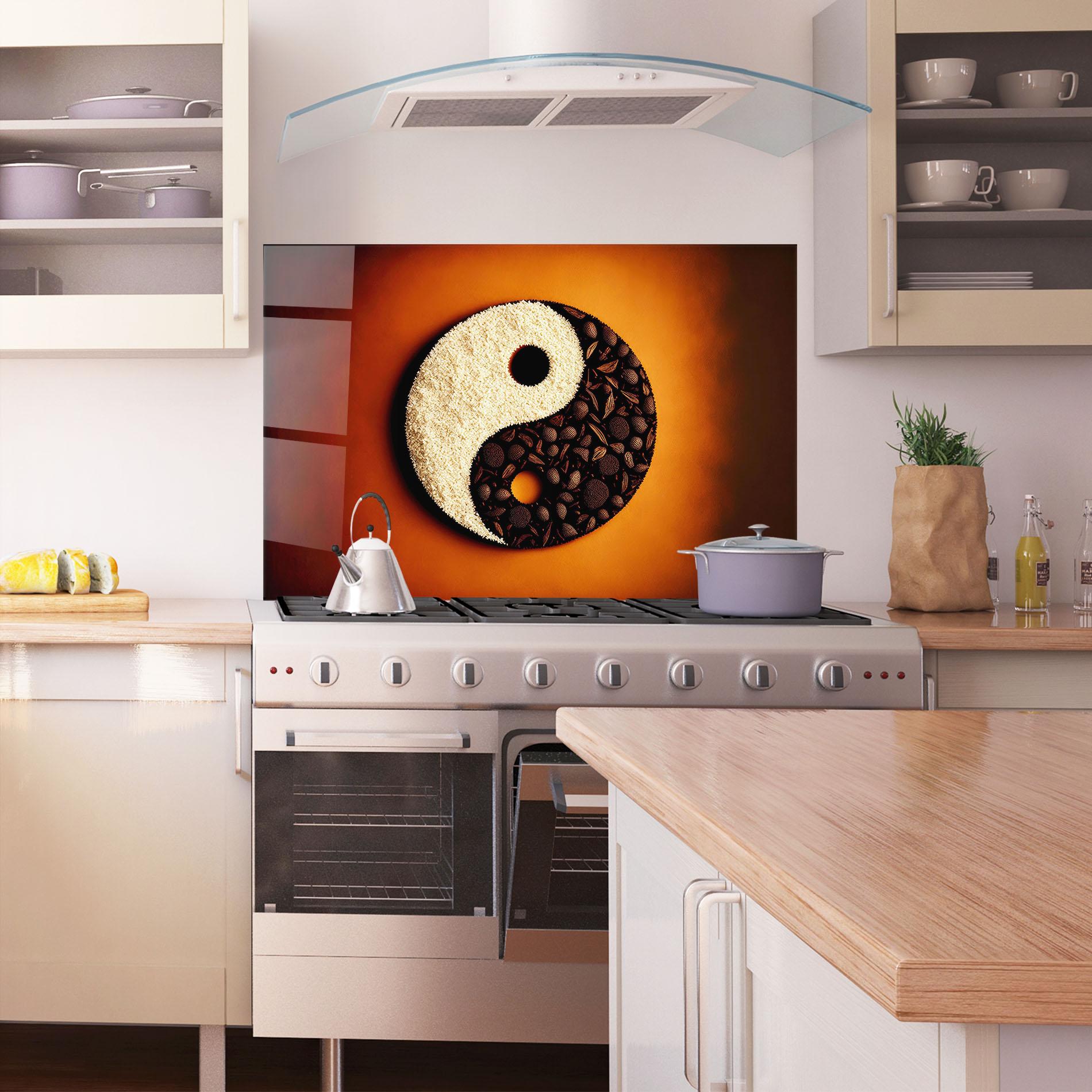 Panel Szklany do Kuchni Coffee Yinyang mockup 1