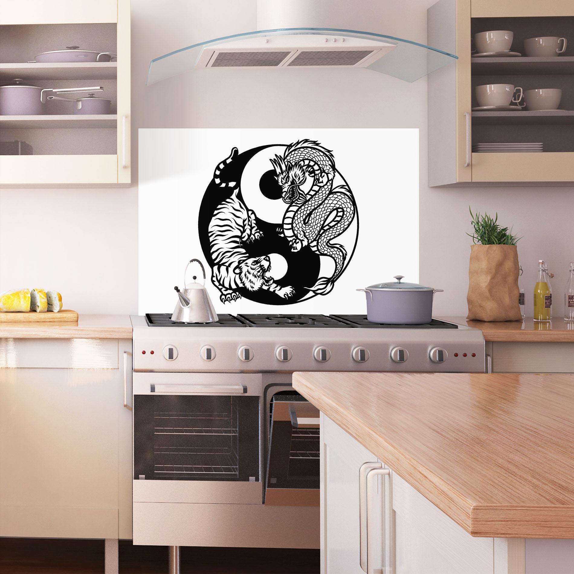 Panel Szklany do Kuchni Tiger Dragon Yinyang mockup 1