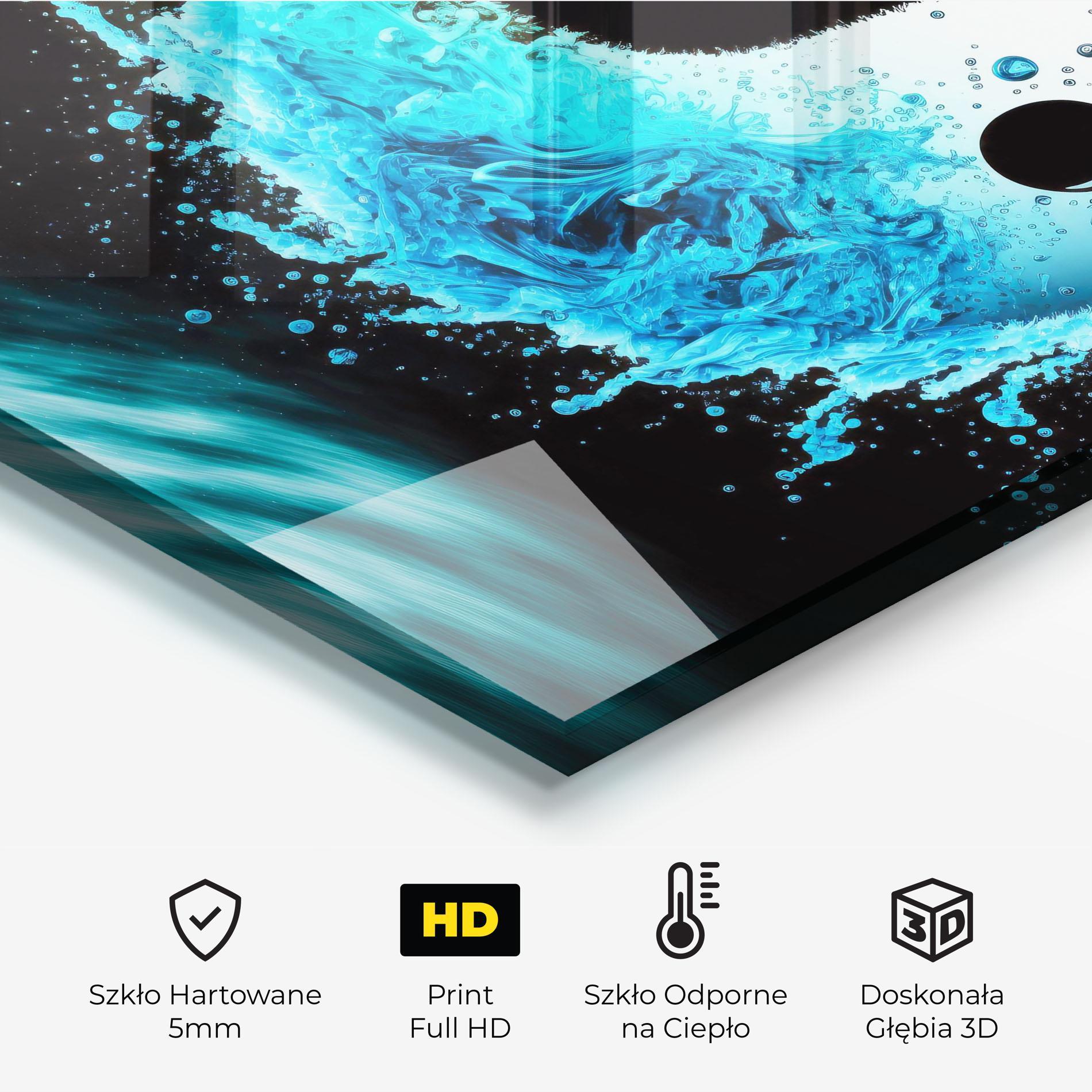 Panel Szklany do Kuchni Blue Black Yinyang mockup 2