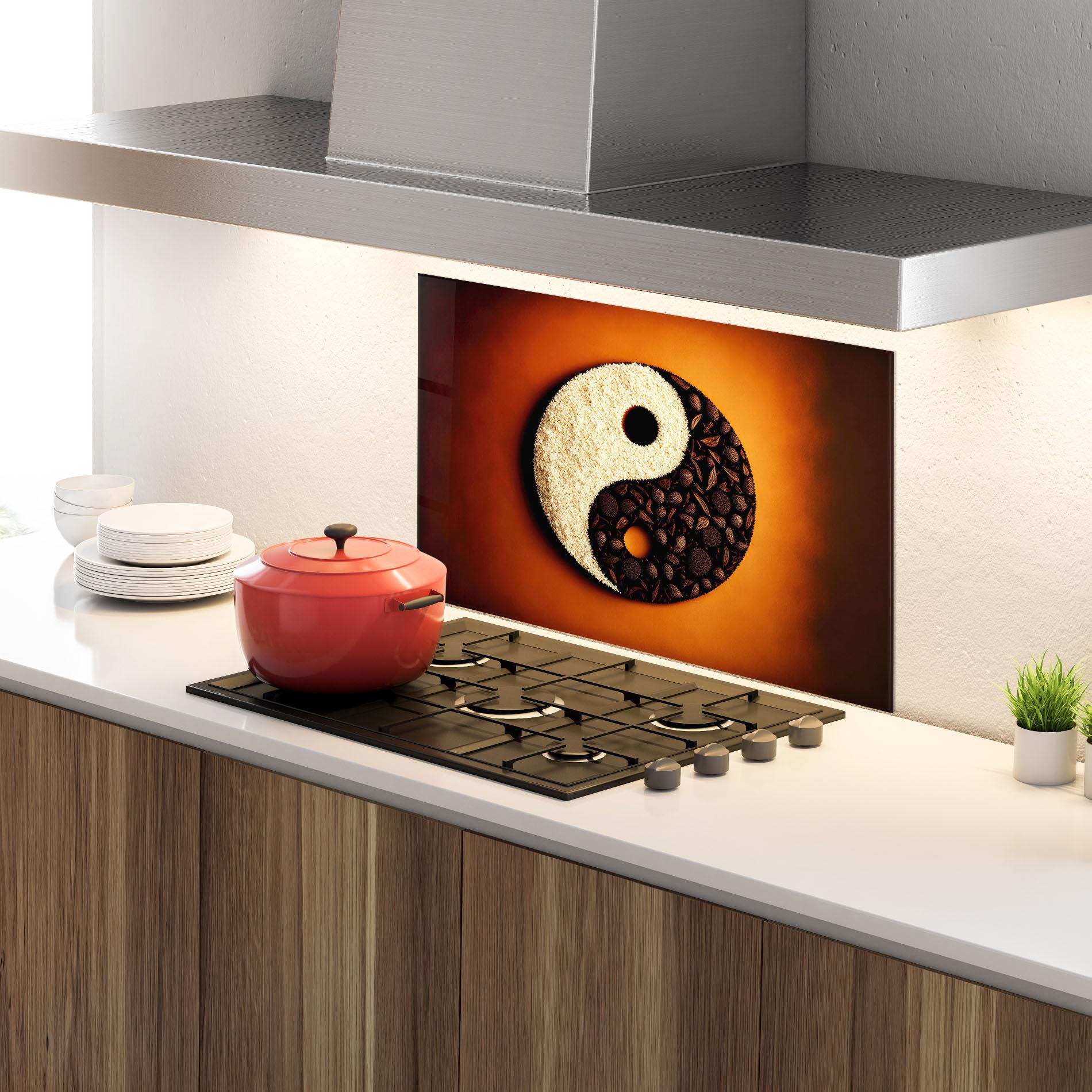 Panel Szklany do Kuchni Coffee Yinyang mockup 4