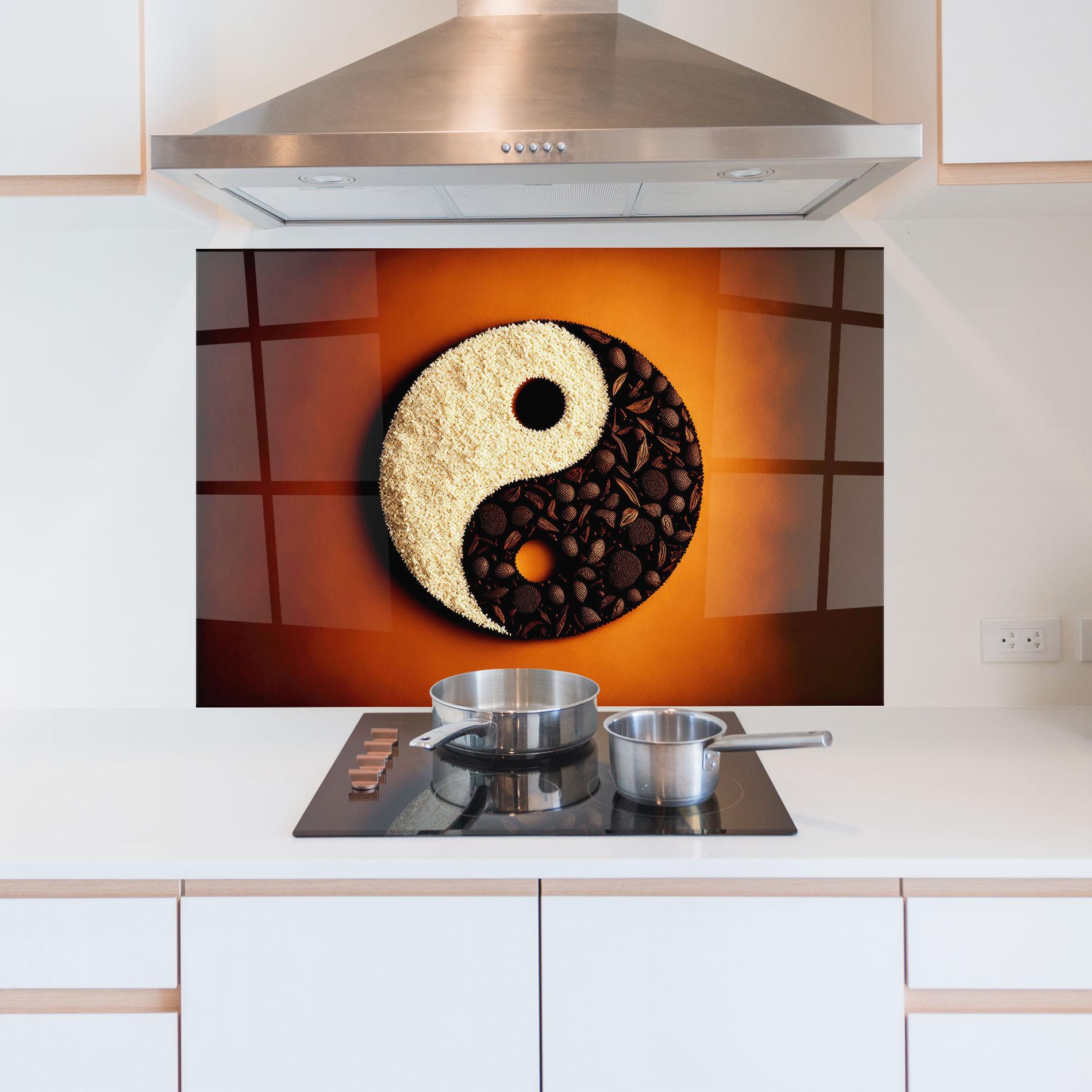 Panel Szklany do Kuchni Coffee Yinyang mockup 5