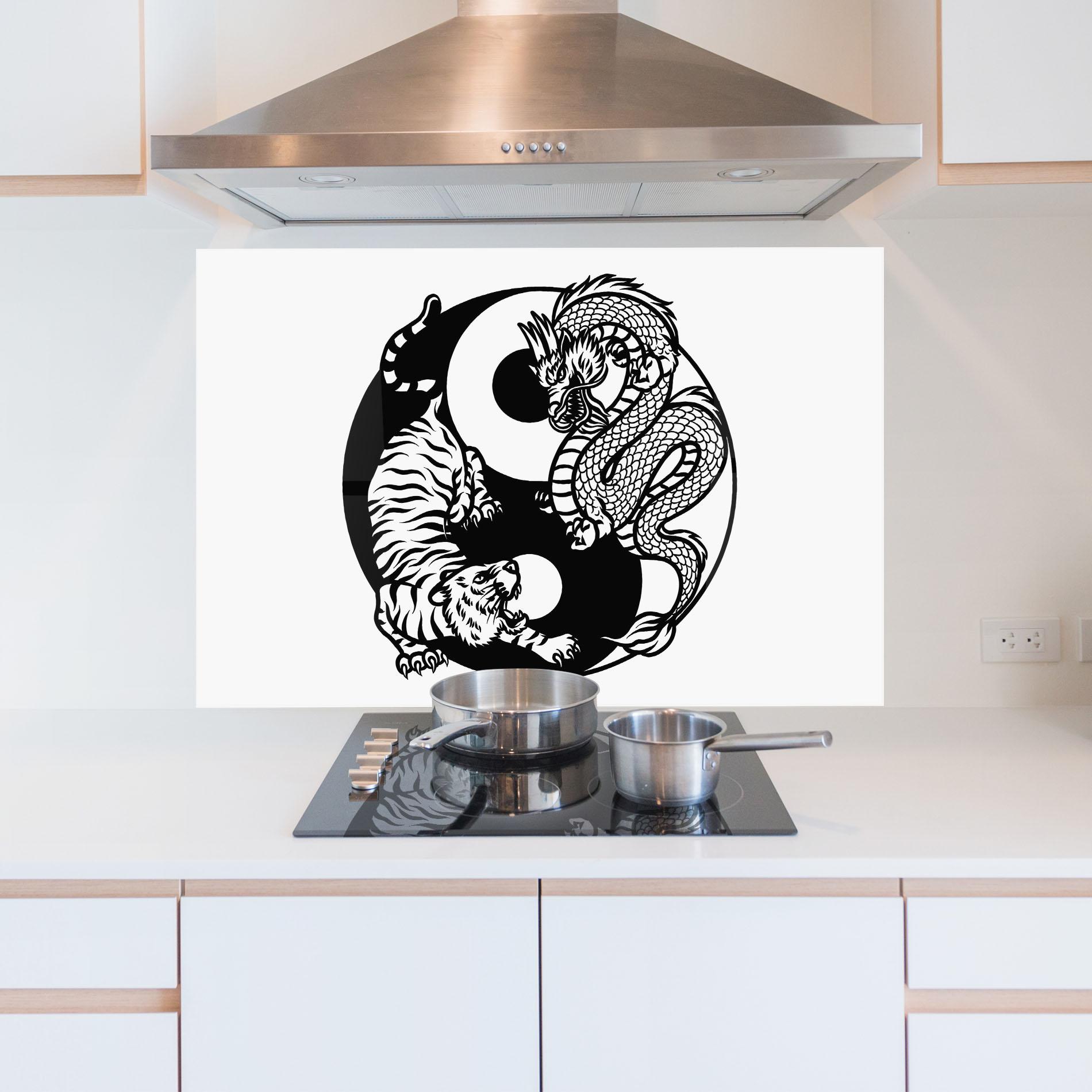 Panel Szklany do Kuchni Tiger Dragon Yinyang mockup 5