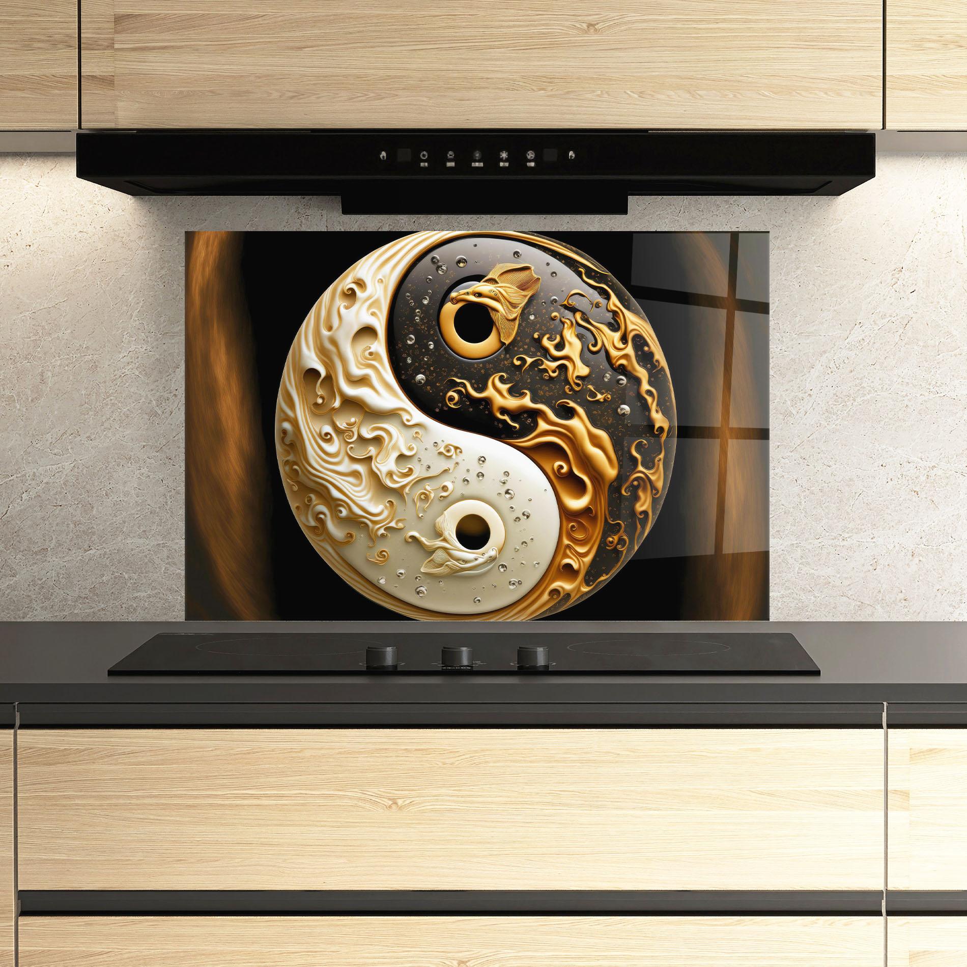 Panel Szklany do Kuchni Caramel Yinyang mockup 3
