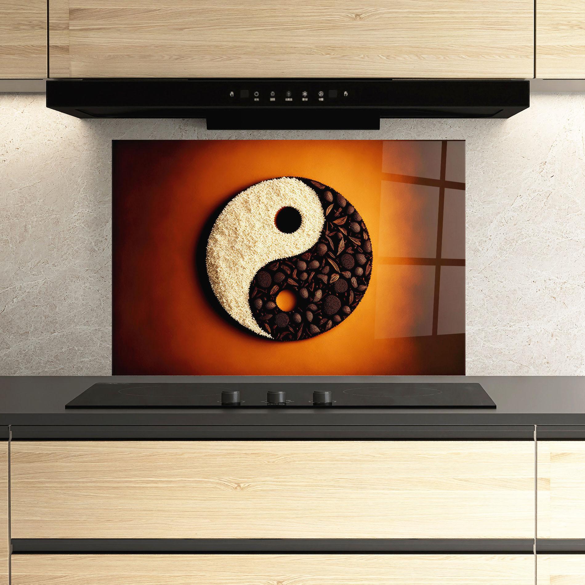 Panel Szklany do Kuchni Coffee Yinyang mockup 3