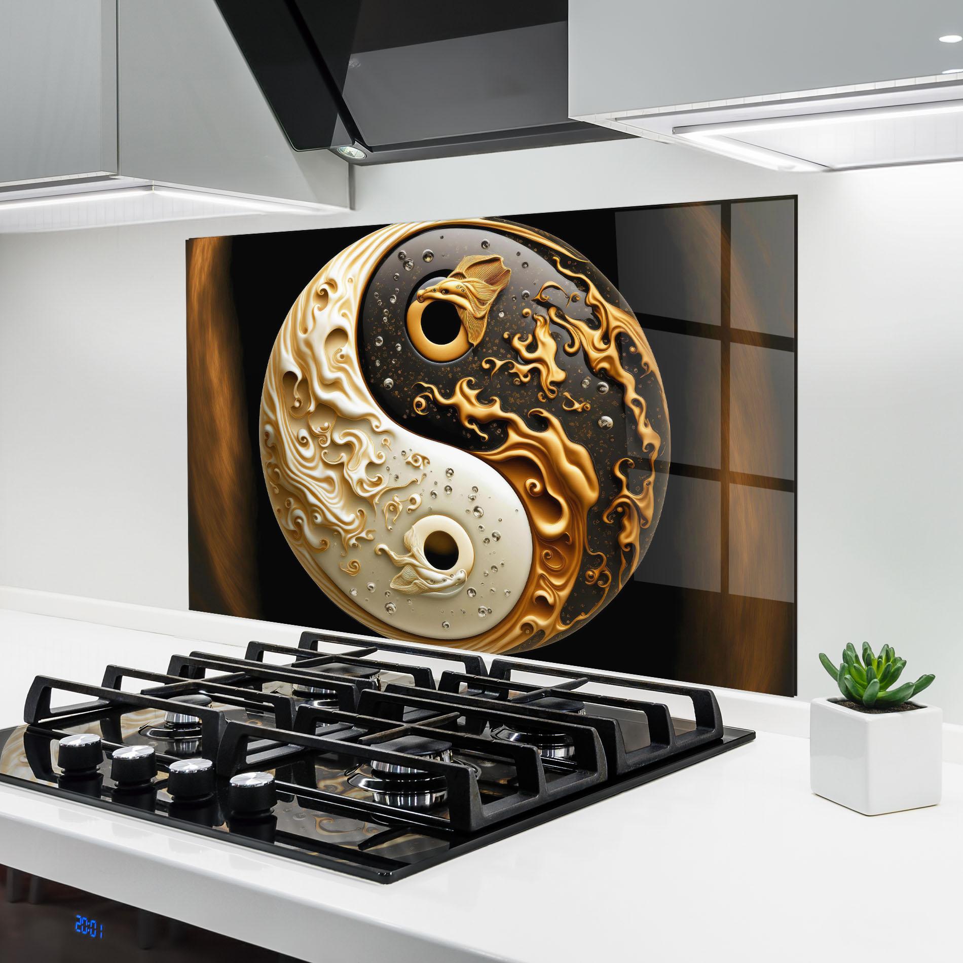 Panel Szklany do Kuchni Caramel Yinyang mockup 6