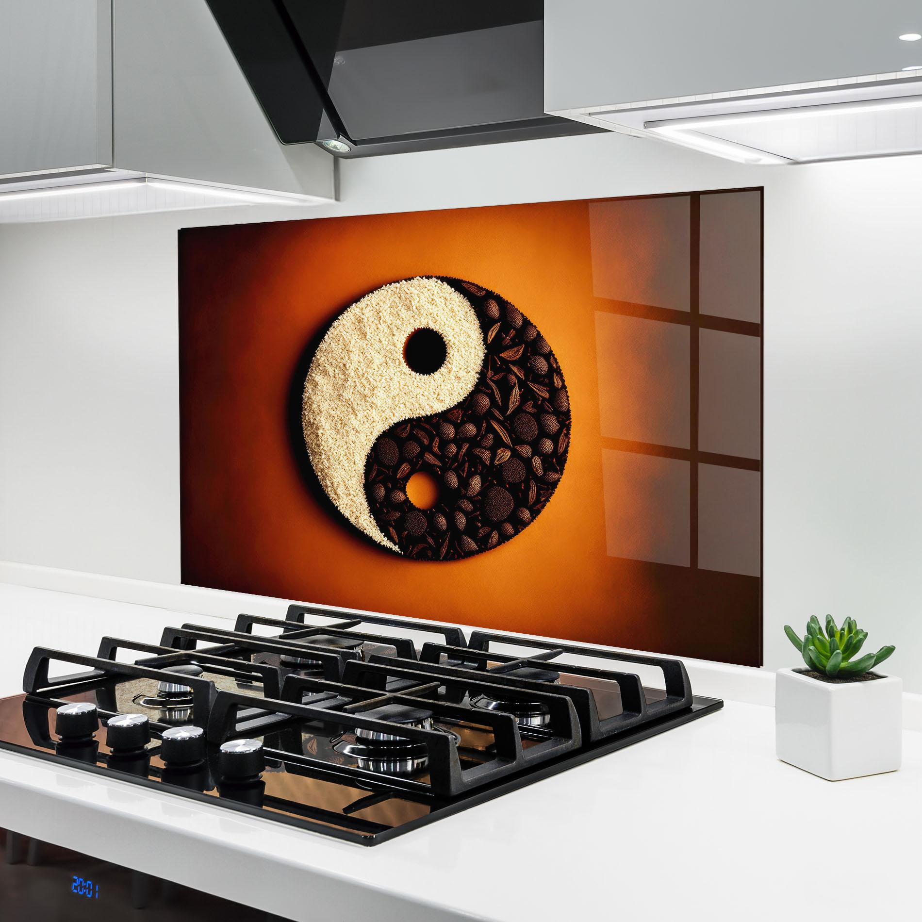 Panel Szklany do Kuchni Coffee Yinyang mockup 6