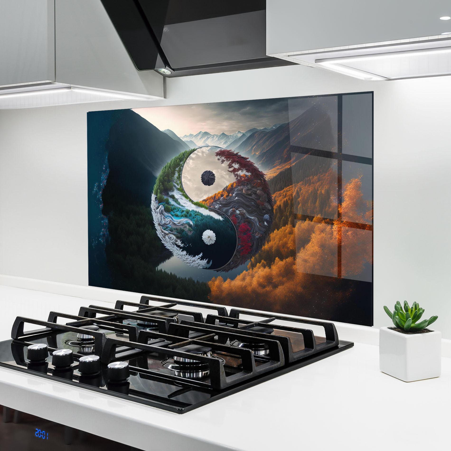 Panel Szklany do Kuchni Mountain Yinyang mockup 6