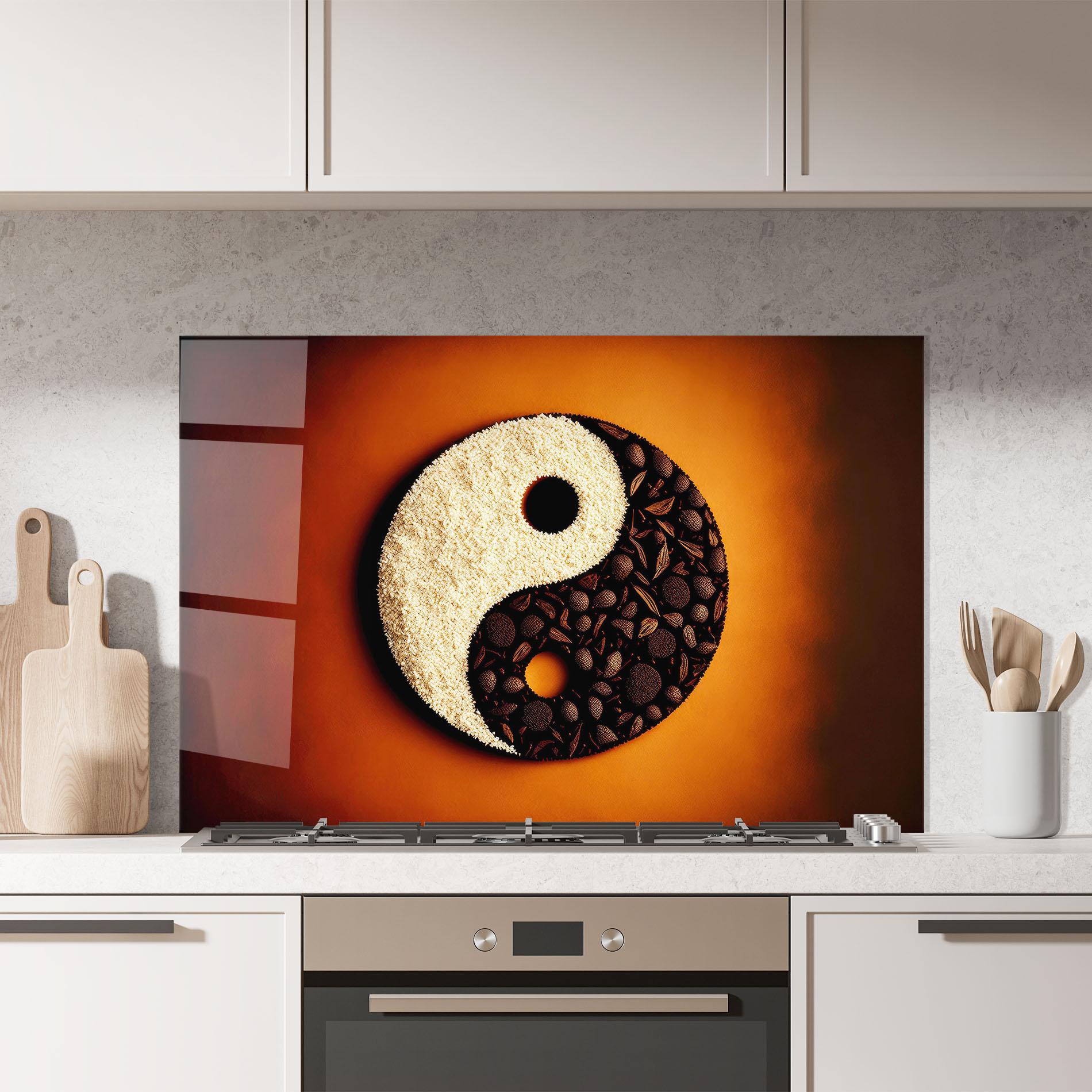 Panel Szklany do Kuchni Coffee Yinyang mockup 7
