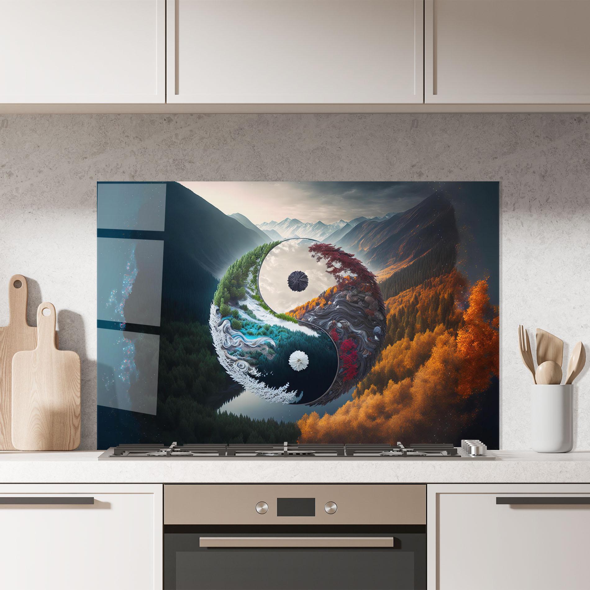 Panel Szklany do Kuchni Mountain Yinyang mockup 7