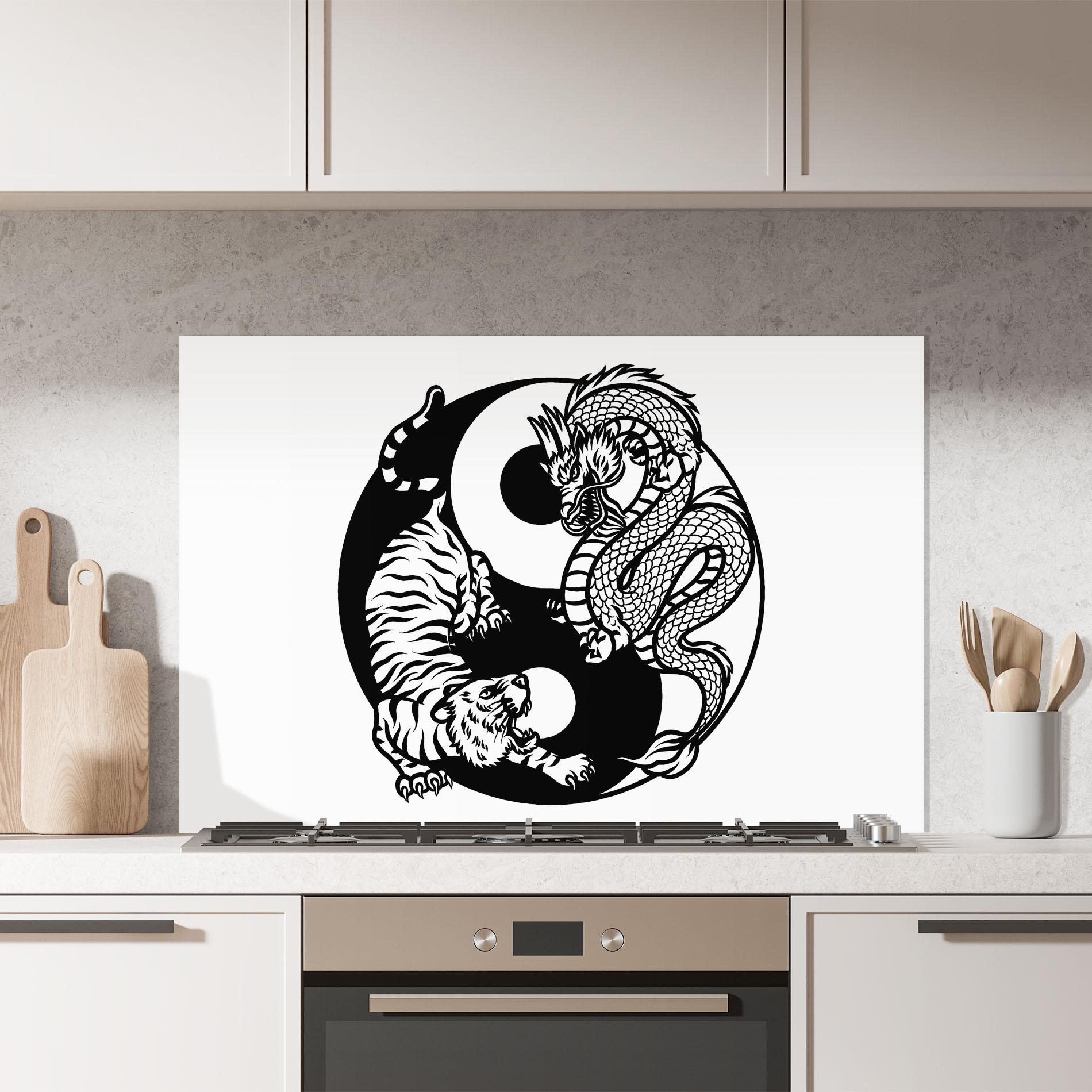 Panel Szklany do Kuchni Tiger Dragon Yinyang mockup 7