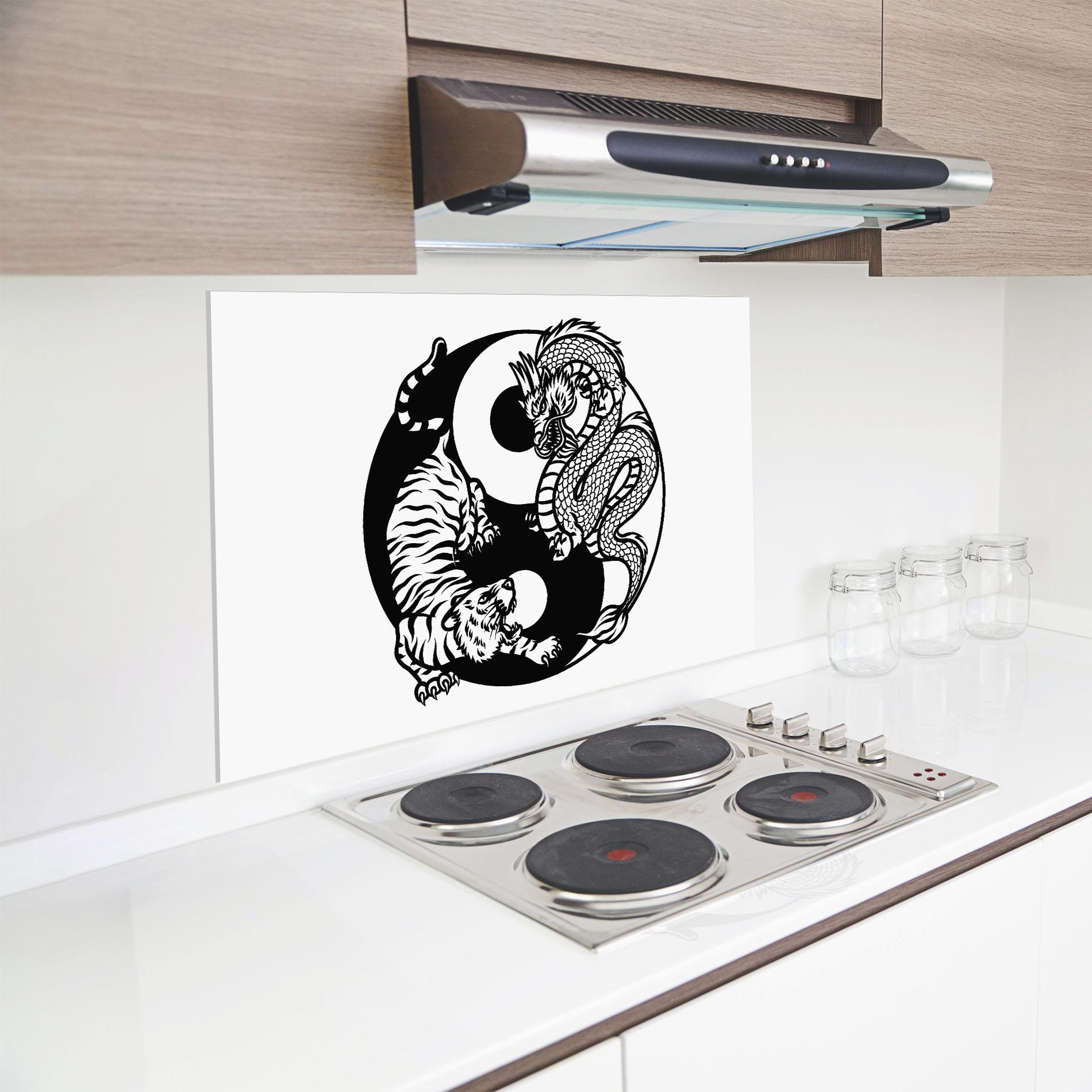 Panel Szklany do Kuchni Tiger Dragon Yinyang mockup 8