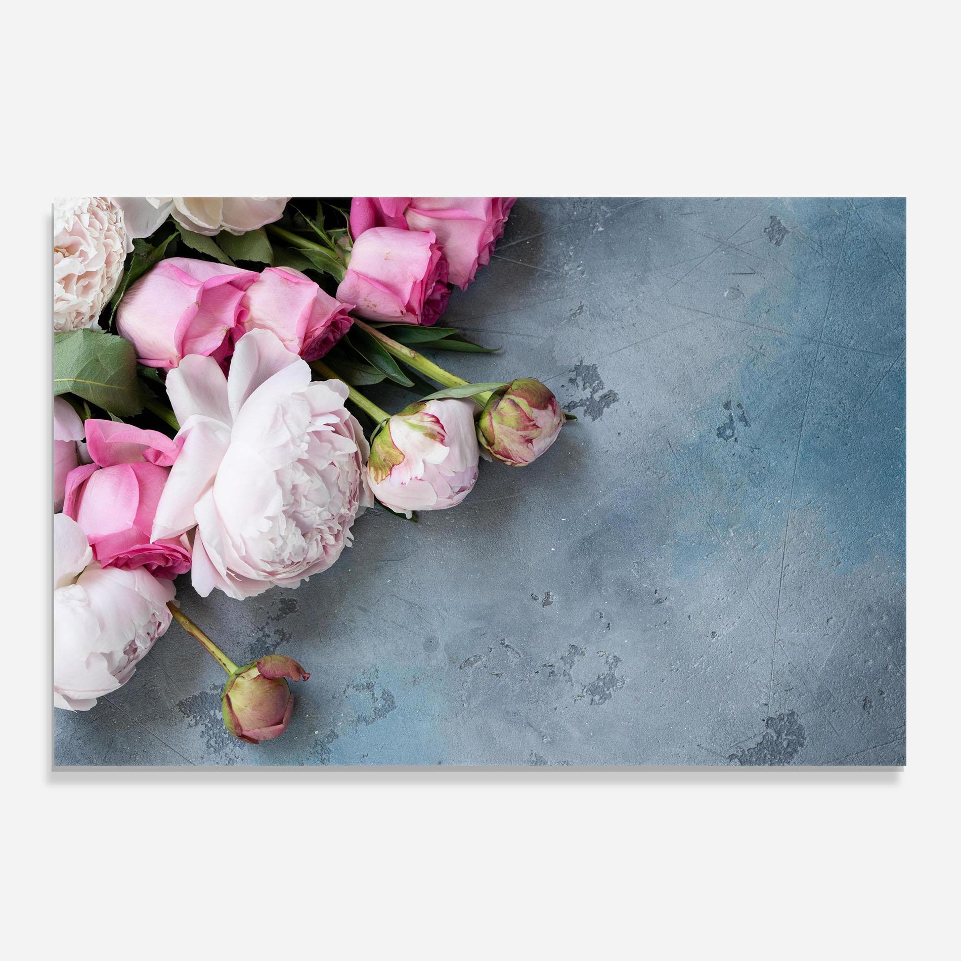 Panel Szklany do Kuchni Cute Pink Peonies mockup 0