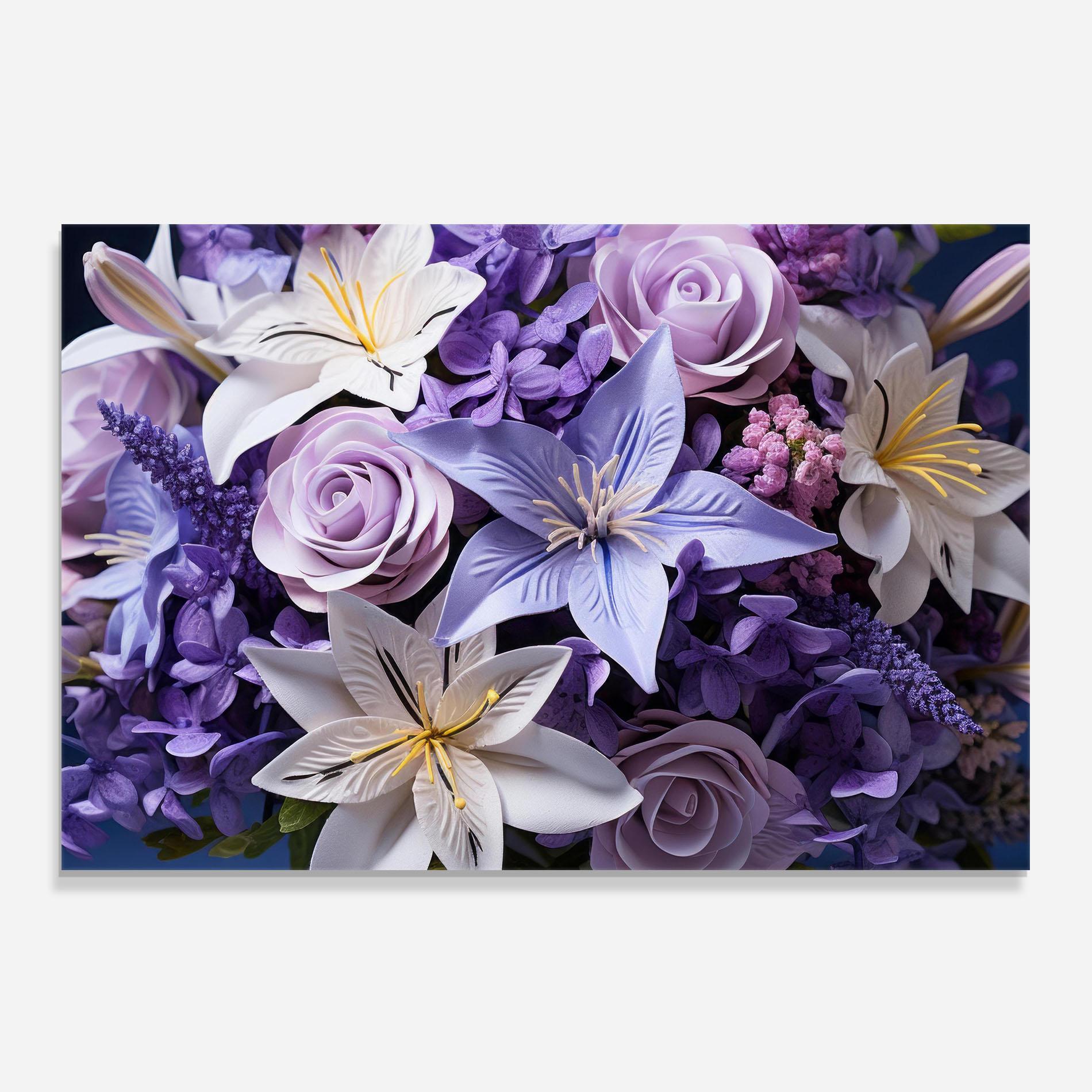 Panel Szklany do Kuchni Purple Cute Bouquet mockup 0