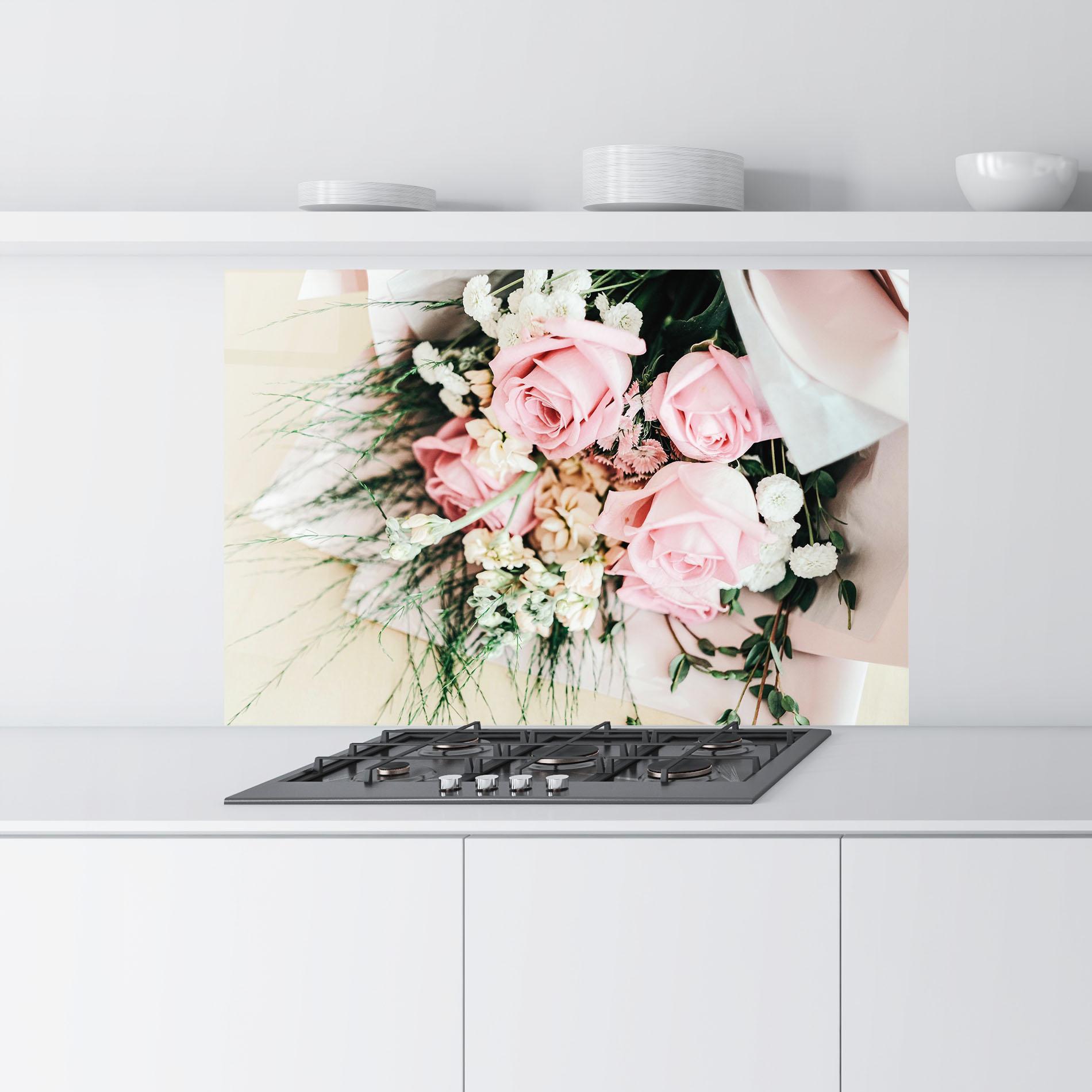 Panel Szklany do Kuchni Baby Pink Bouquet mockup 9