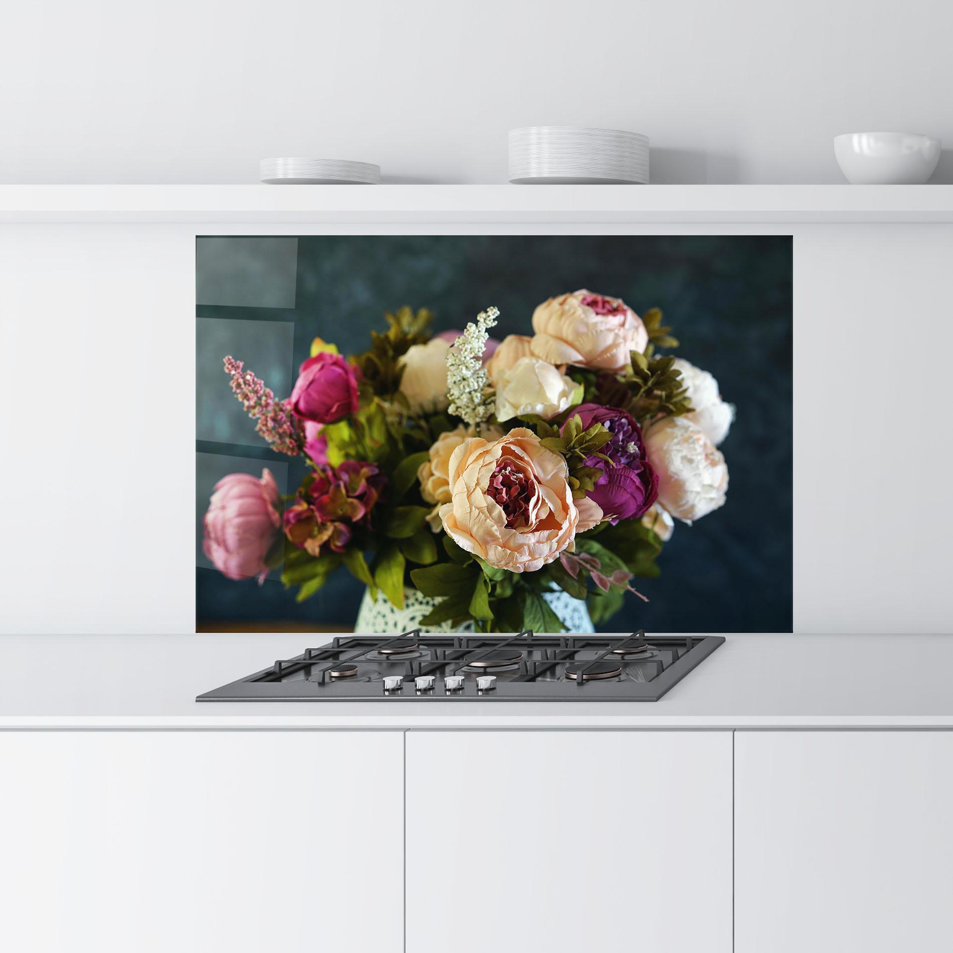 Panel Szklany do Kuchni Cream Roses Bouquet mockup 9