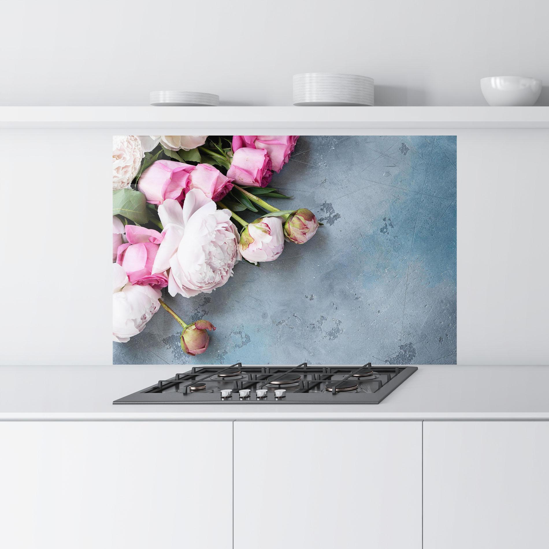 Panel Szklany do Kuchni Cute Pink Peonies mockup 9