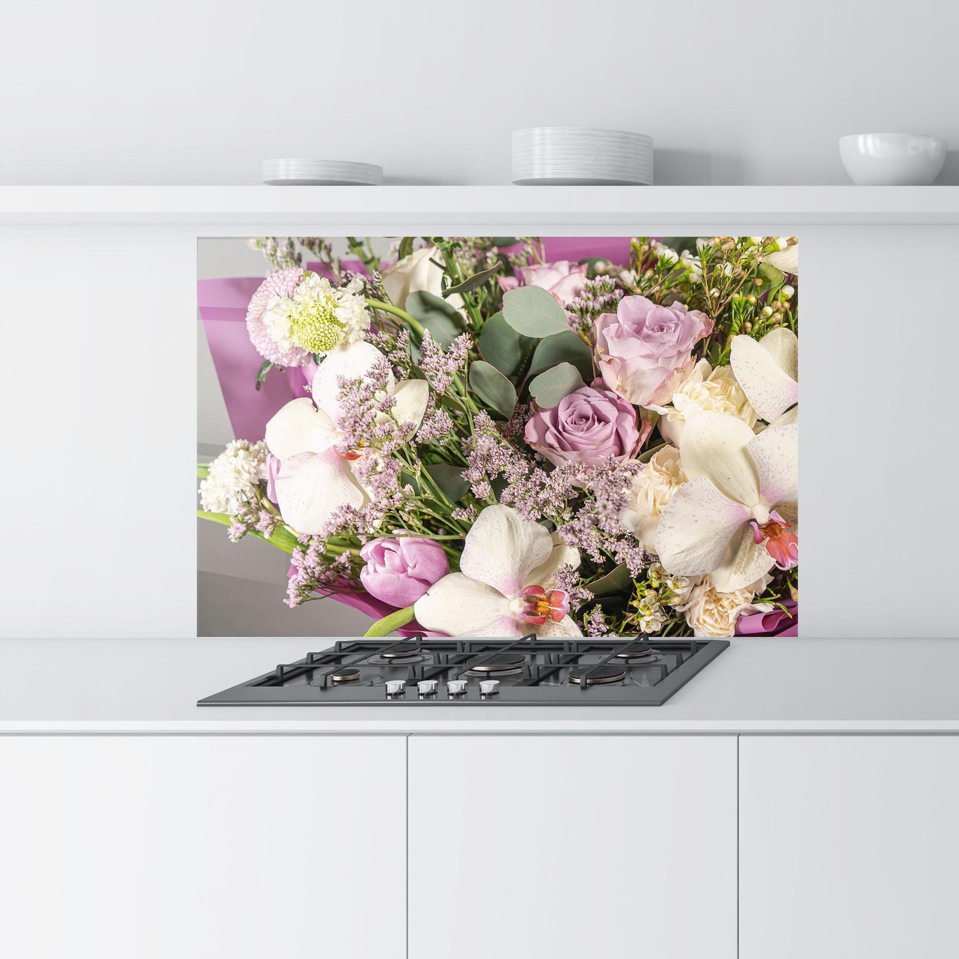 Panel Szklany do Kuchni Cute Purple Bouquet mockup 9
