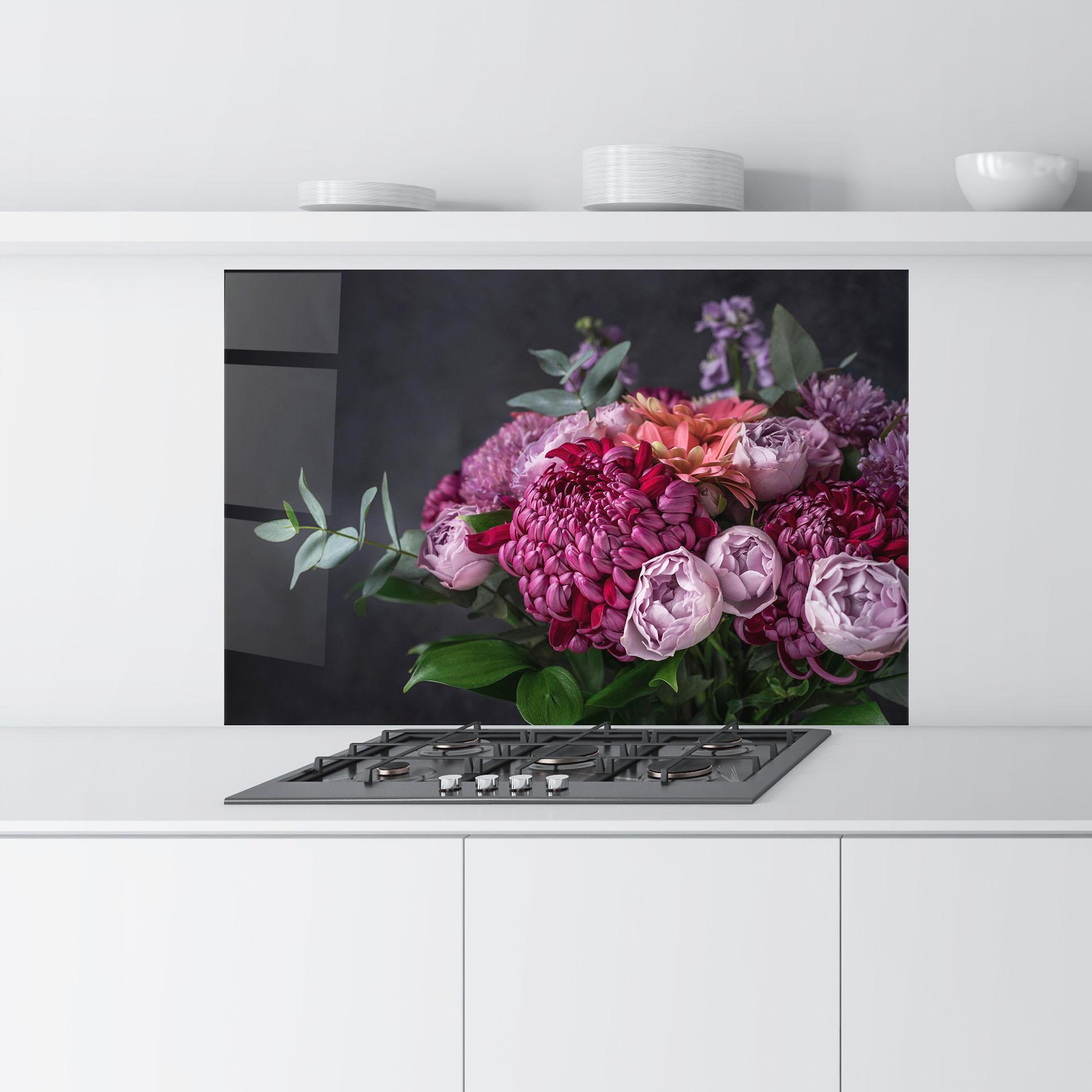 Panel Szklany do Kuchni Mix Purple Bouquet mockup 9