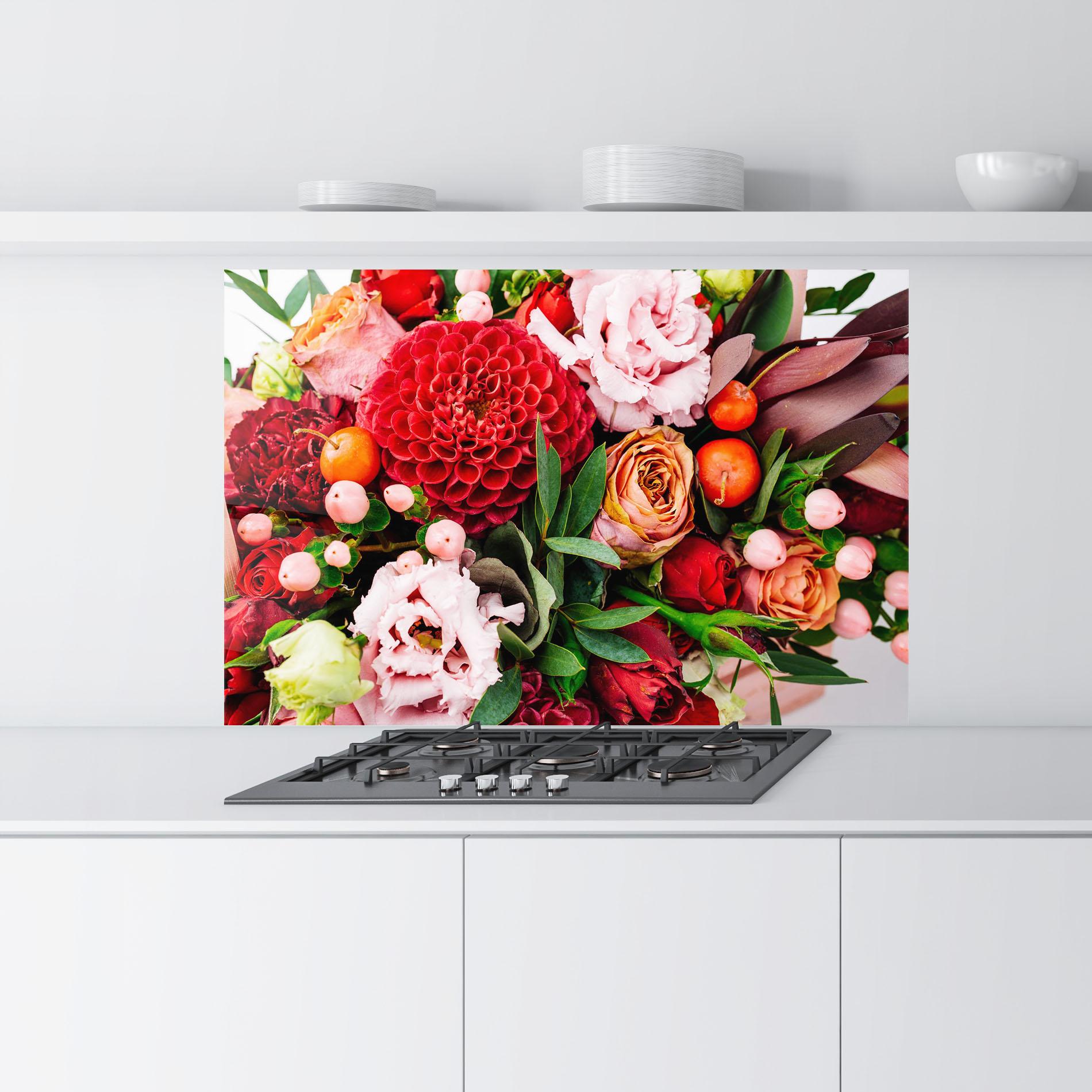 Panel Szklany do Kuchni Red Orange Bouquet mockup 9