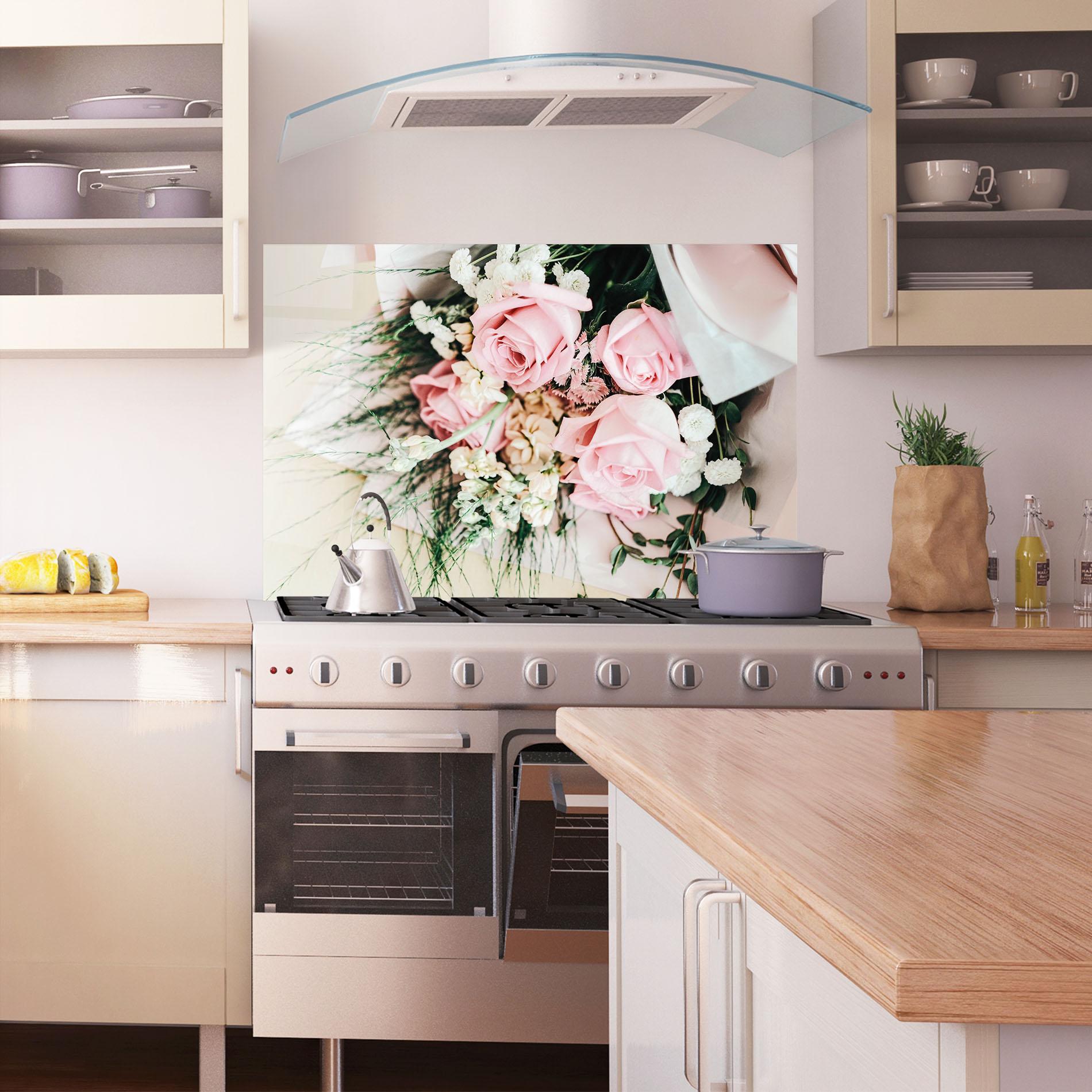 Panel Szklany do Kuchni Baby Pink Bouquet mockup 1