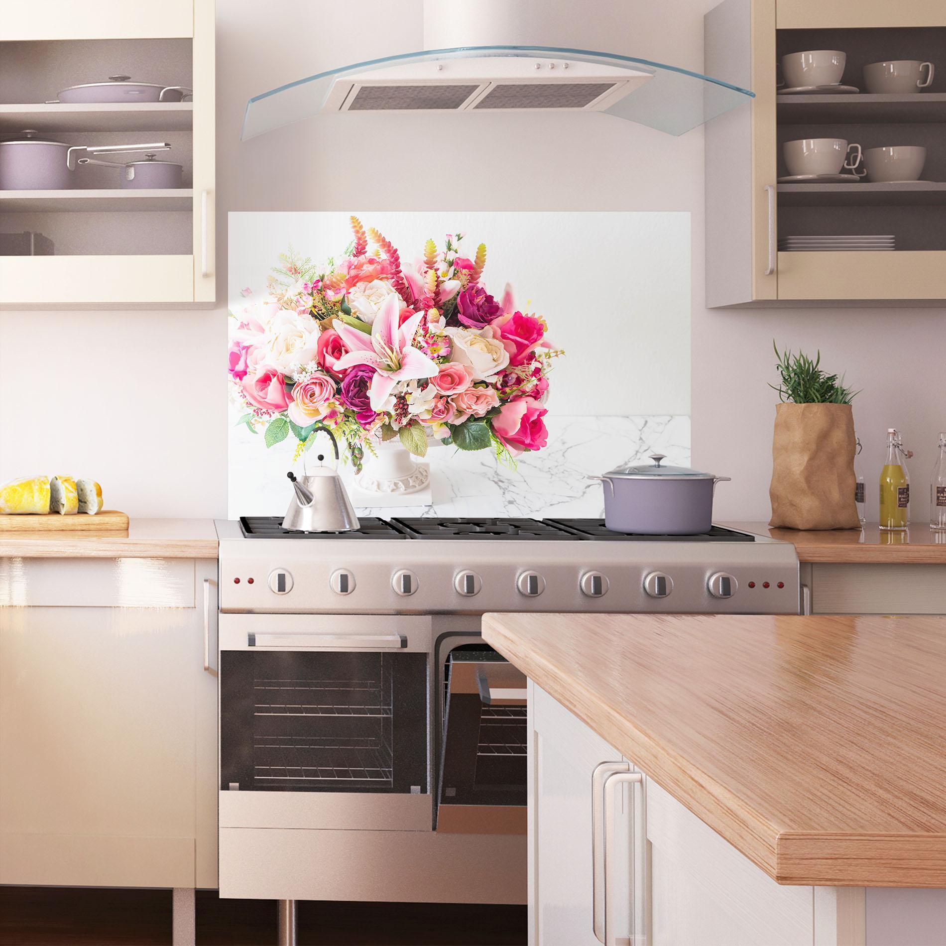 Panel Szklany do Kuchni Bouquet Flowers Vase mockup 1