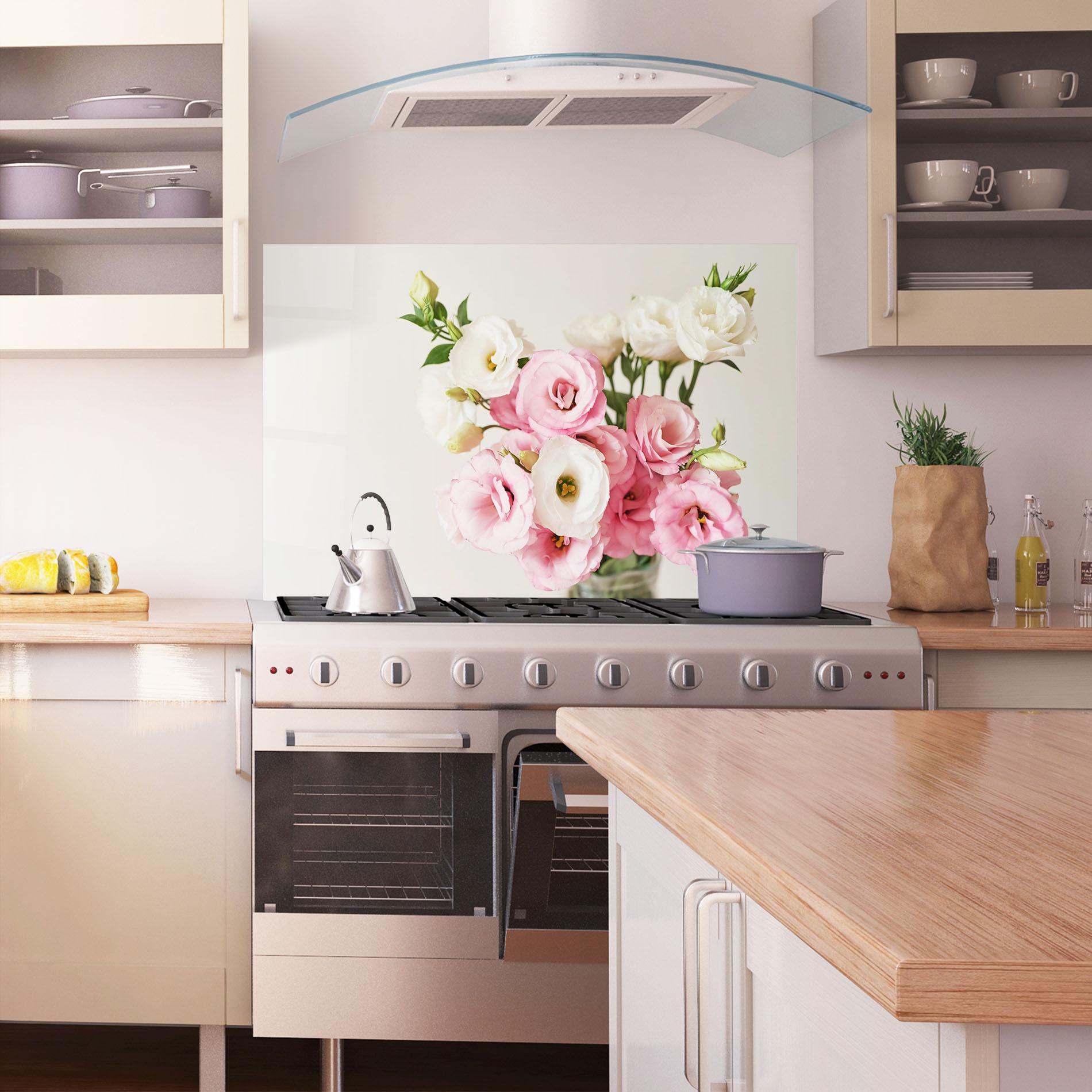 Panel Szklany do Kuchni Cute Pink Flowers mockup 1