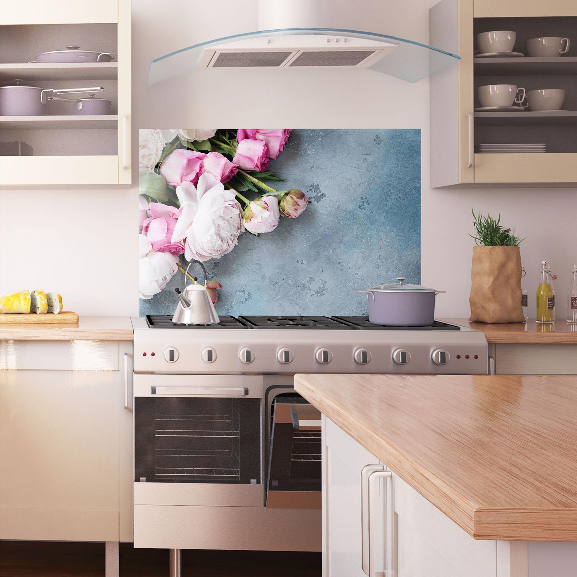 Panel Szklany do Kuchni Cute Pink Peonies mockup 1