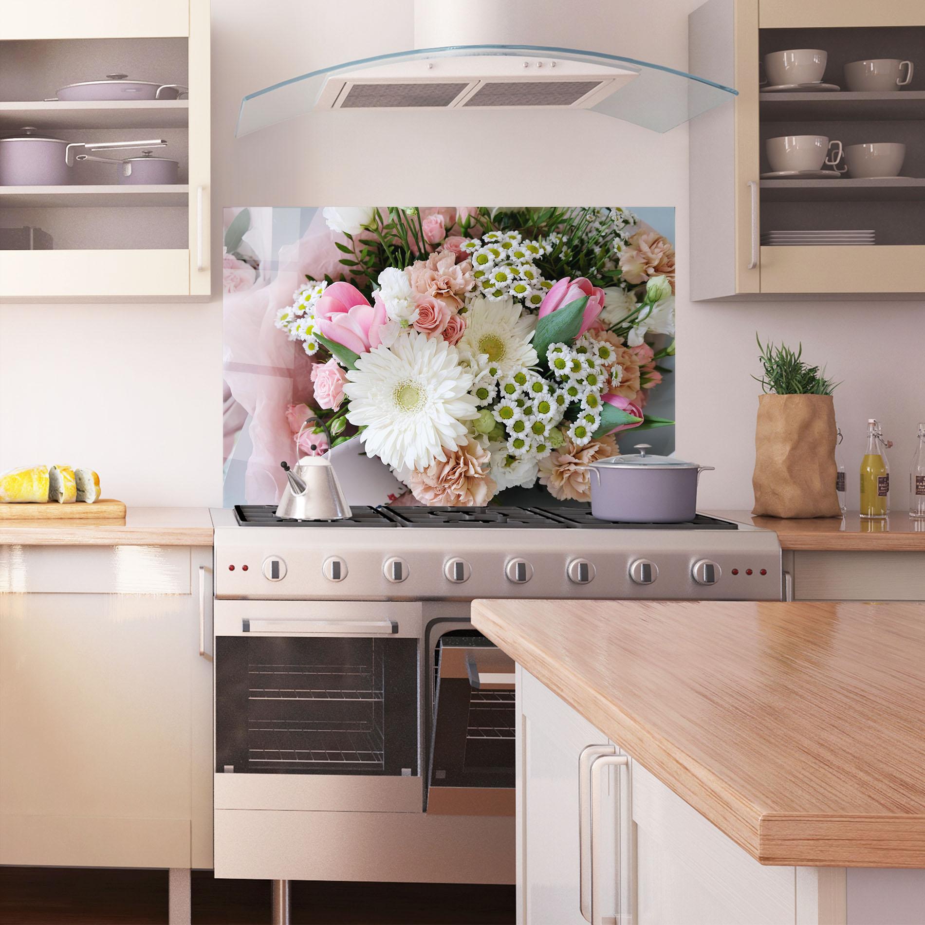 Panel Szklany do Kuchni Flower Mix Bouquet mockup 1