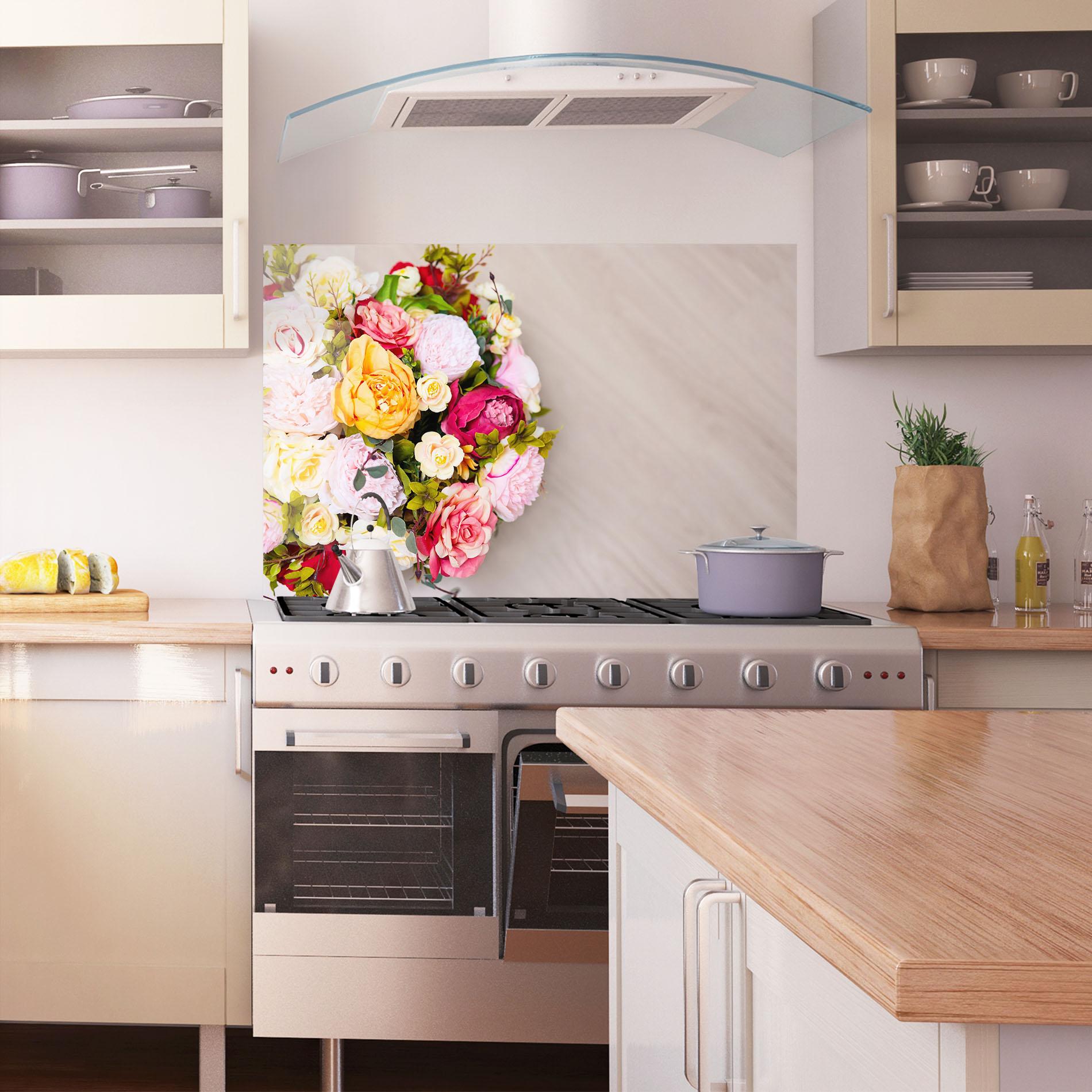 Panel Szklany do Kuchni Orange Purple Bouquet mockup 1