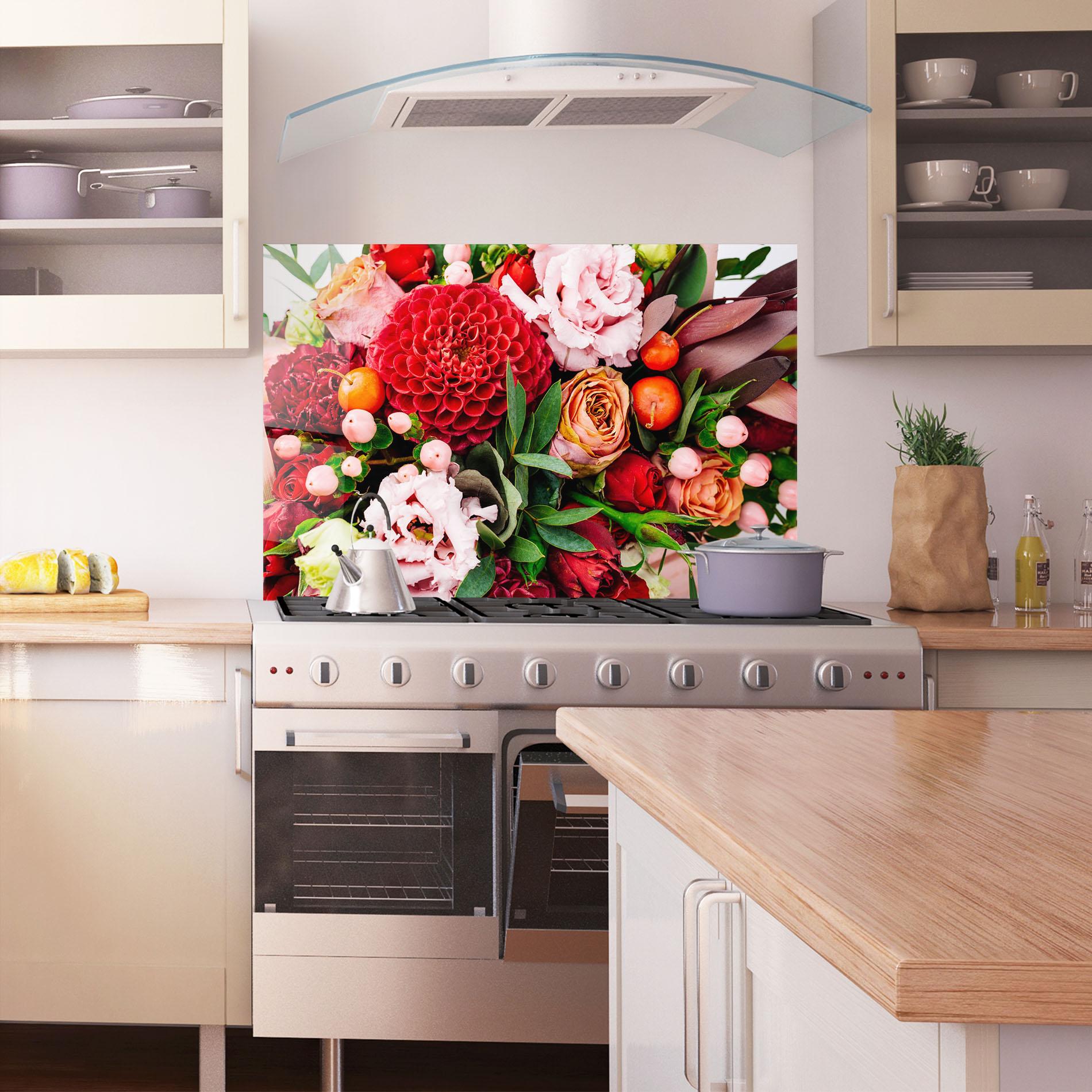 Panel Szklany do Kuchni Red Orange Bouquet mockup 1