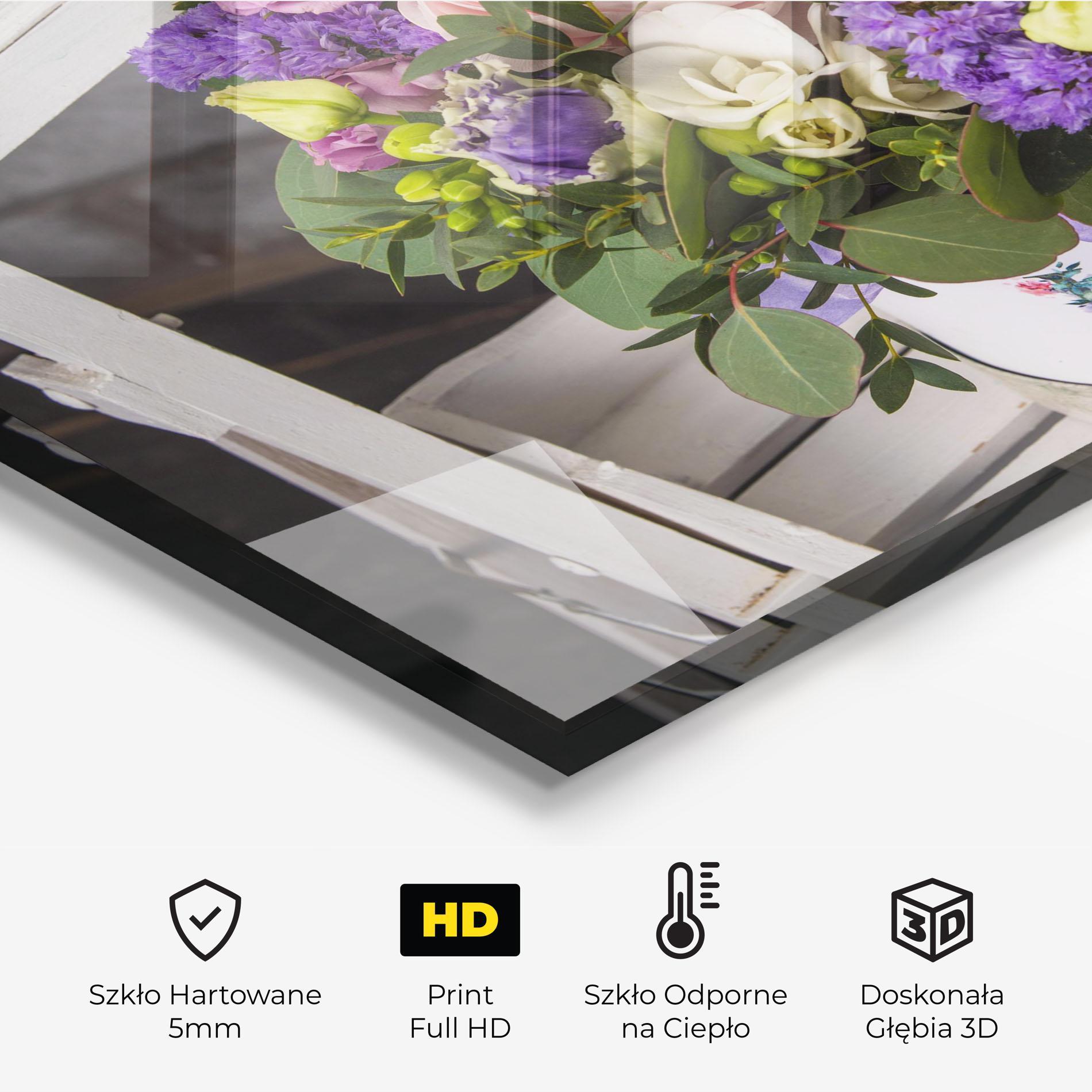 Panel Szklany do Kuchni Big Pink Rose Bouquet mockup 2