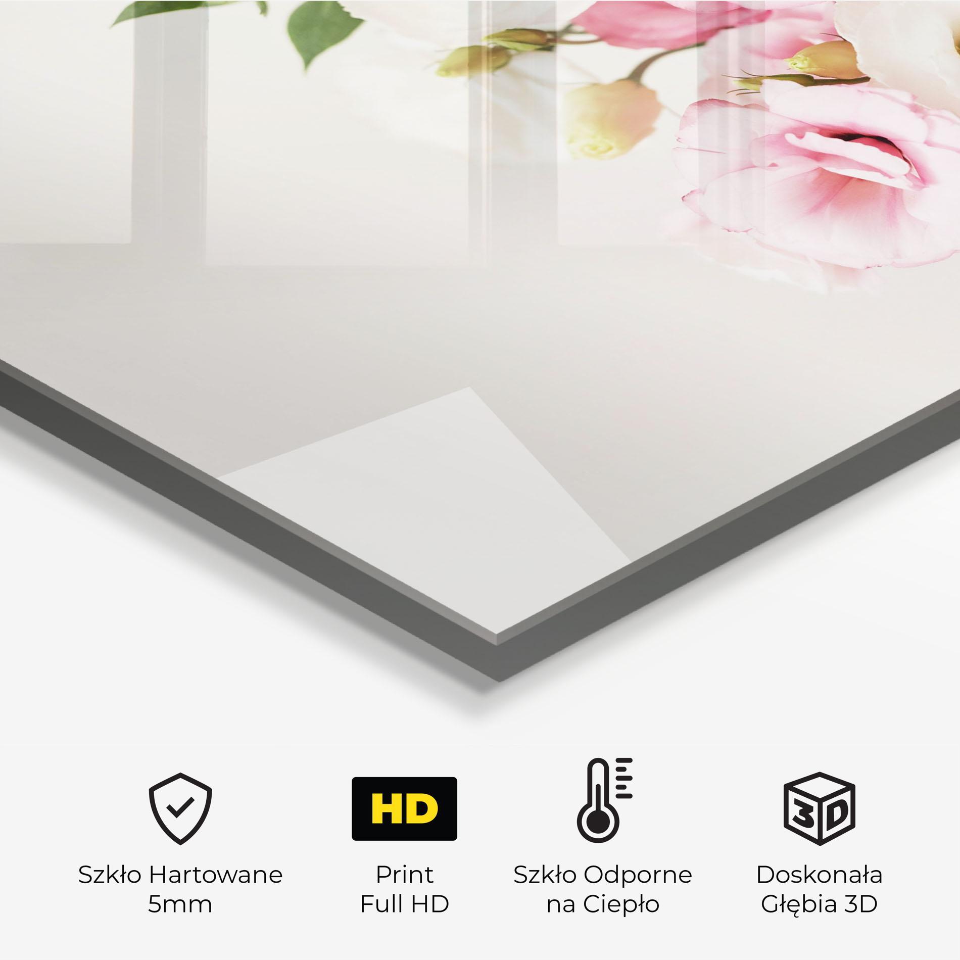 Panel Szklany do Kuchni Cute Pink Flowers mockup 2