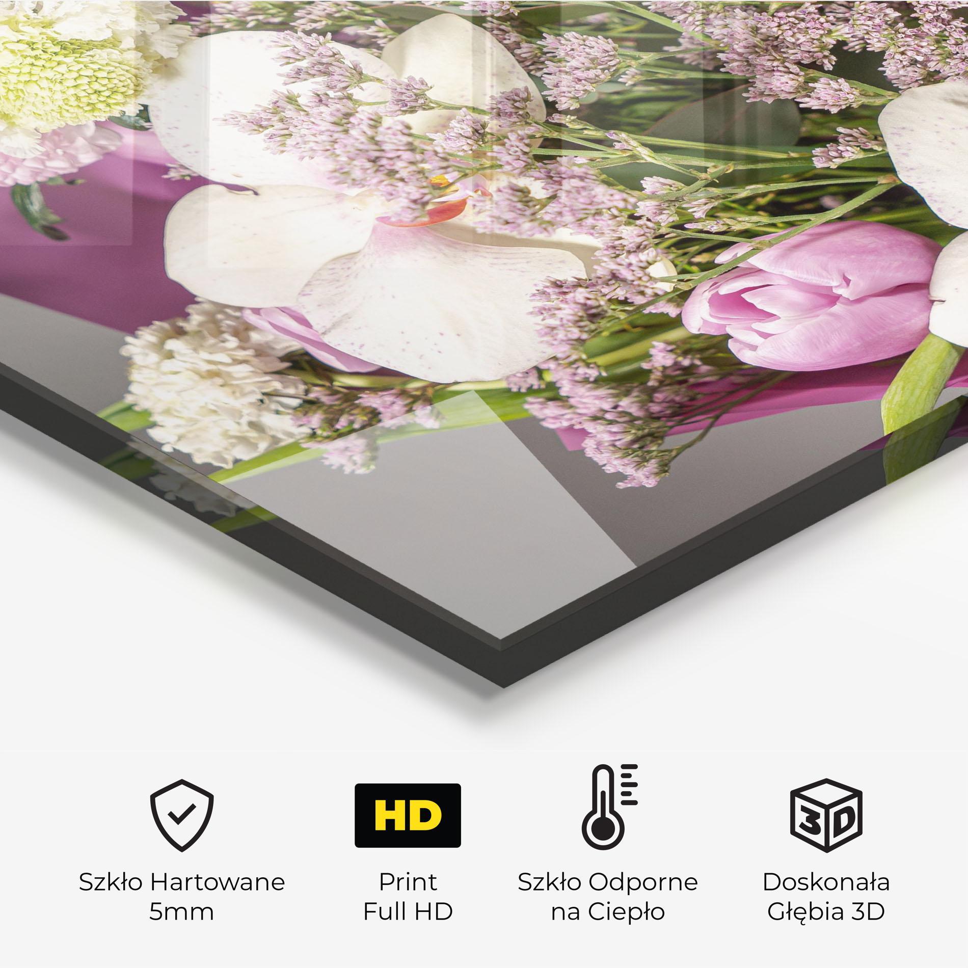 Panel Szklany do Kuchni Cute Purple Bouquet mockup 2