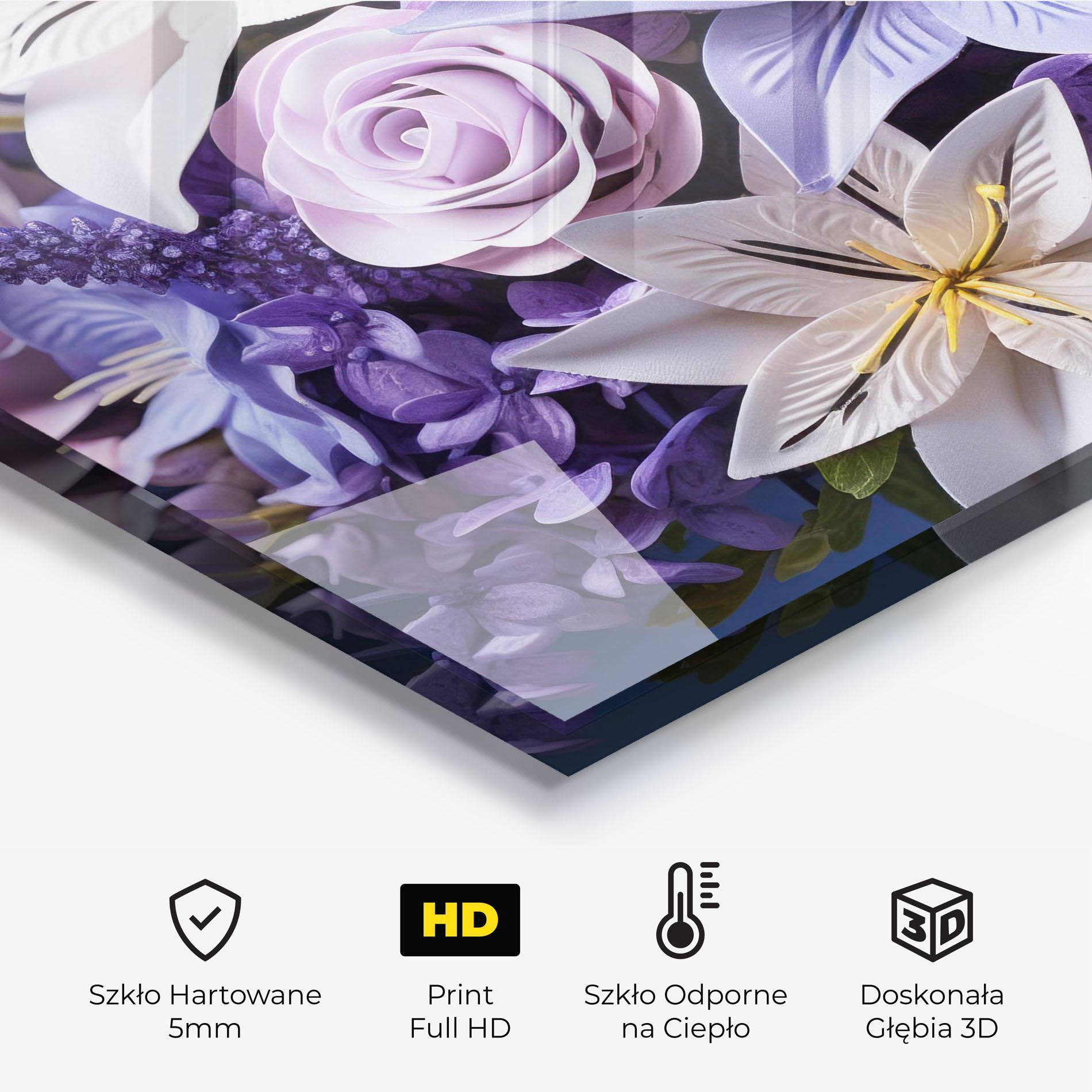 Panel Szklany do Kuchni Purple Cute Bouquet mockup 2
