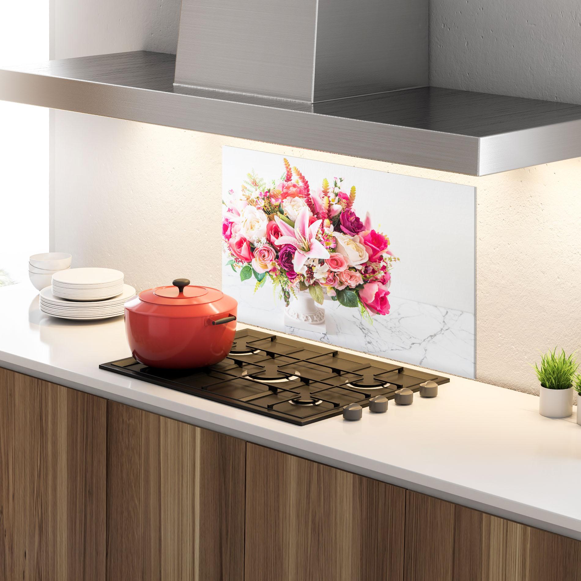 Panel Szklany do Kuchni Bouquet Flowers Vase mockup 4